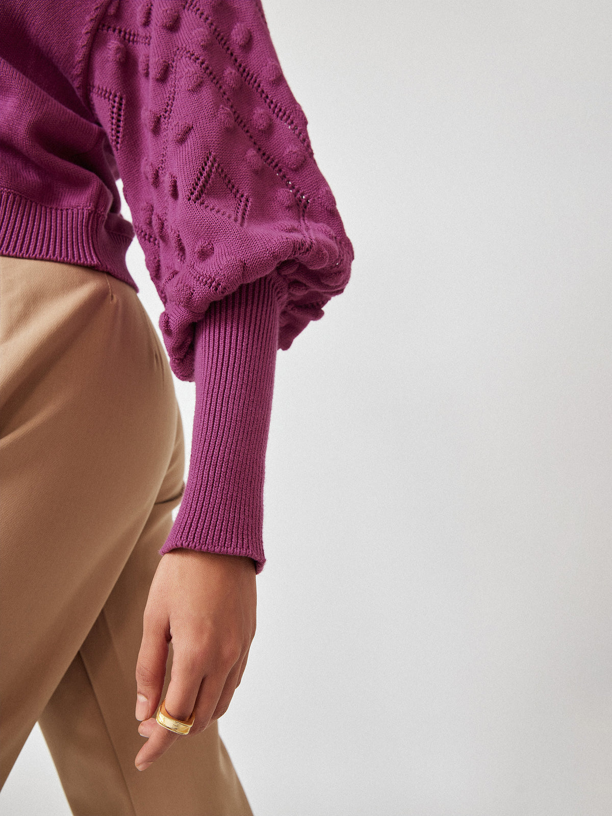Berry Balloon Sleeve Sweater