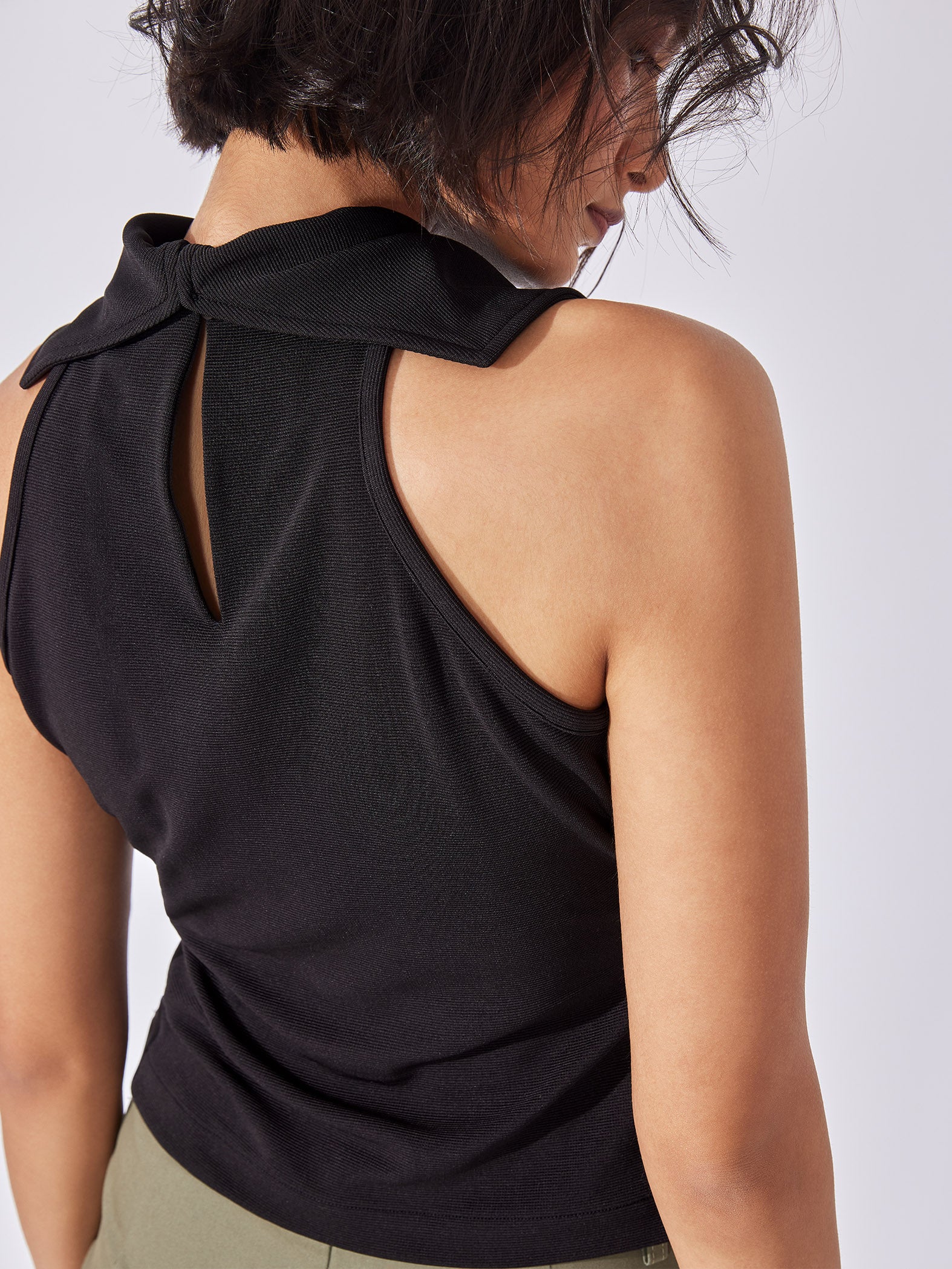 Black Halter Collared Tank