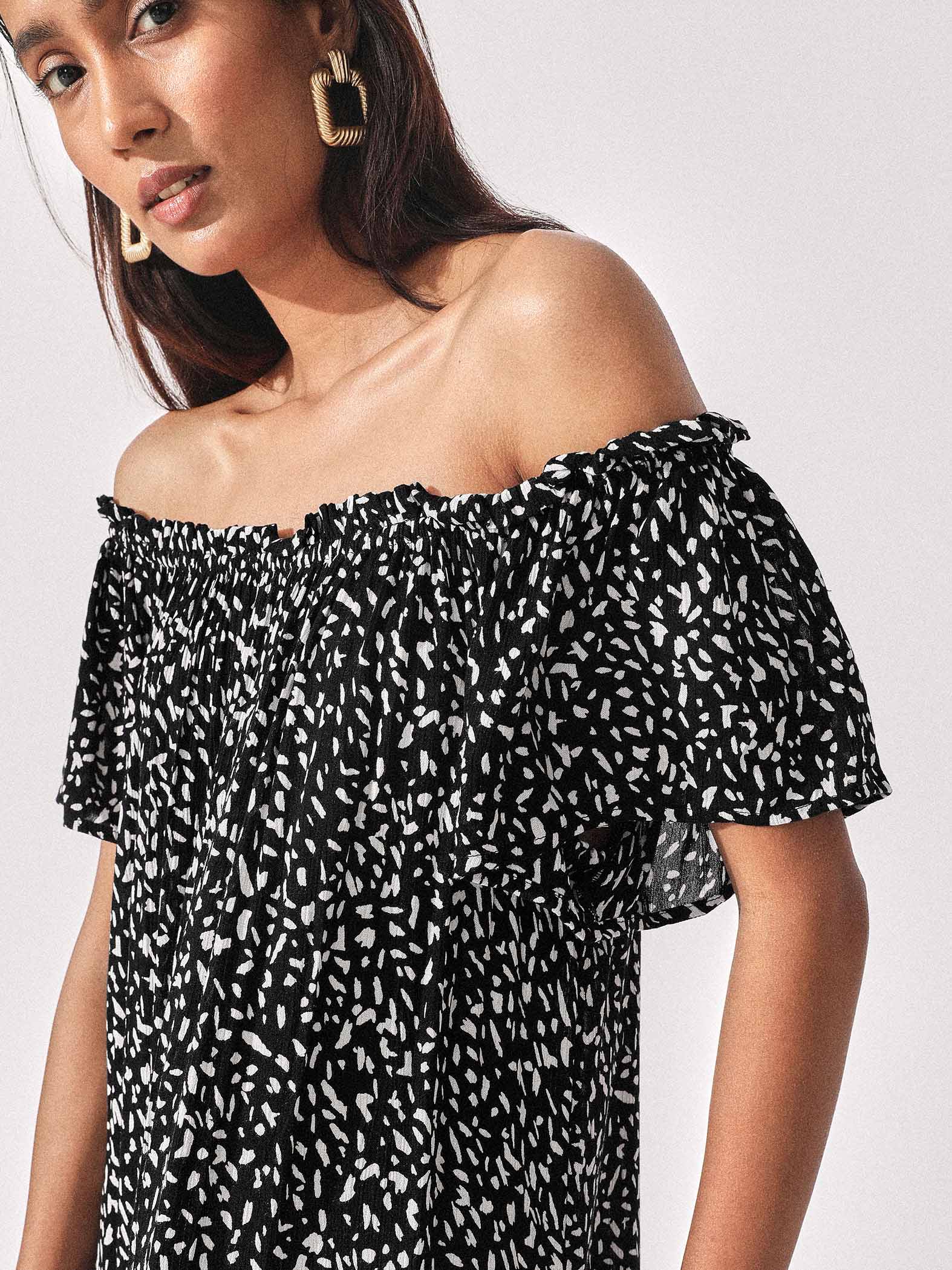 Black Off Shoulder Mini Dress