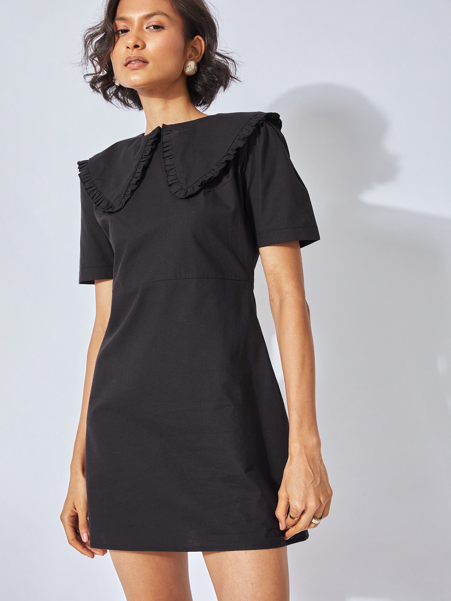 Black Peter Pan Collar Mini Dress