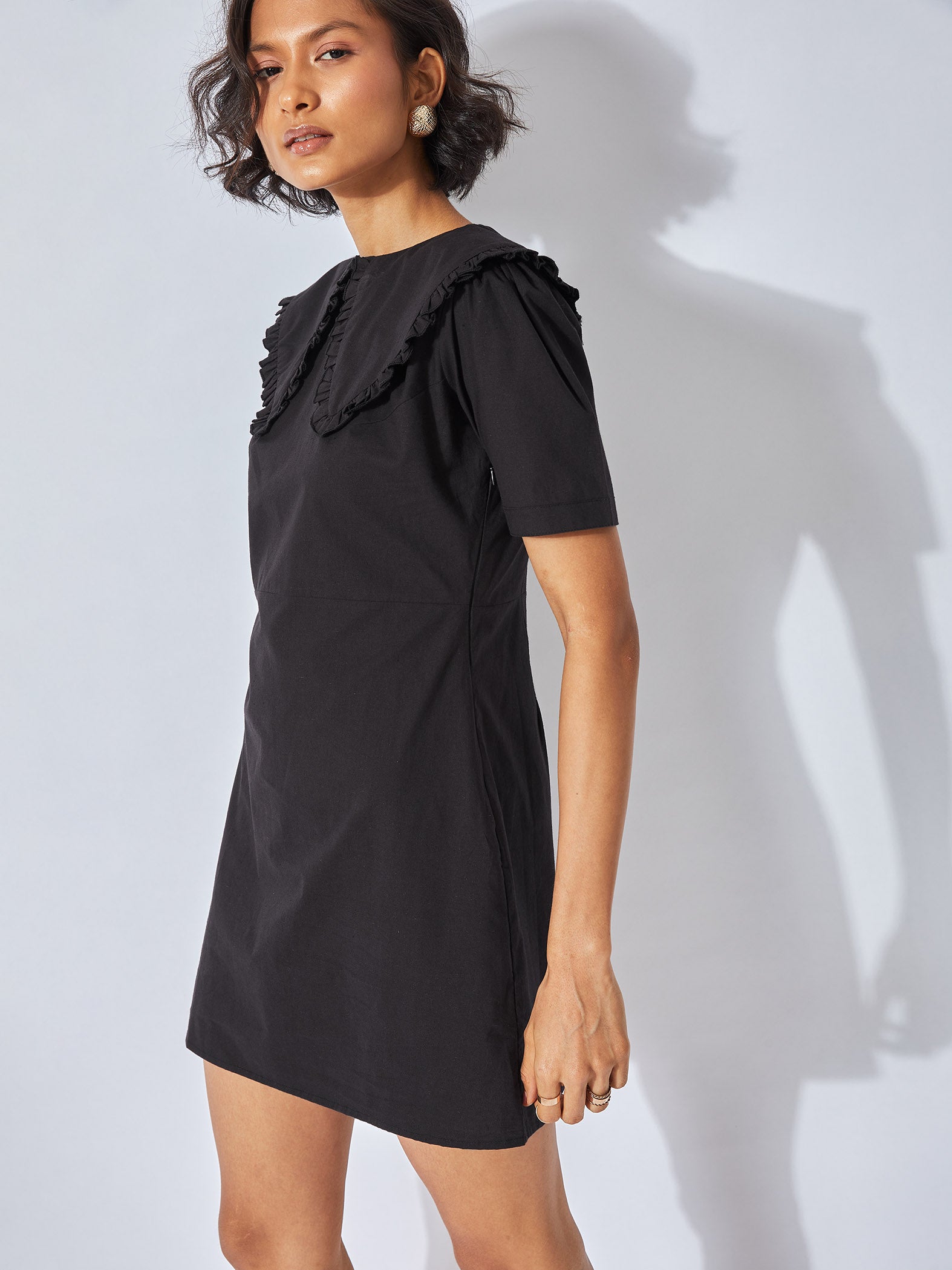 Black Peter Pan Collar Mini Dress