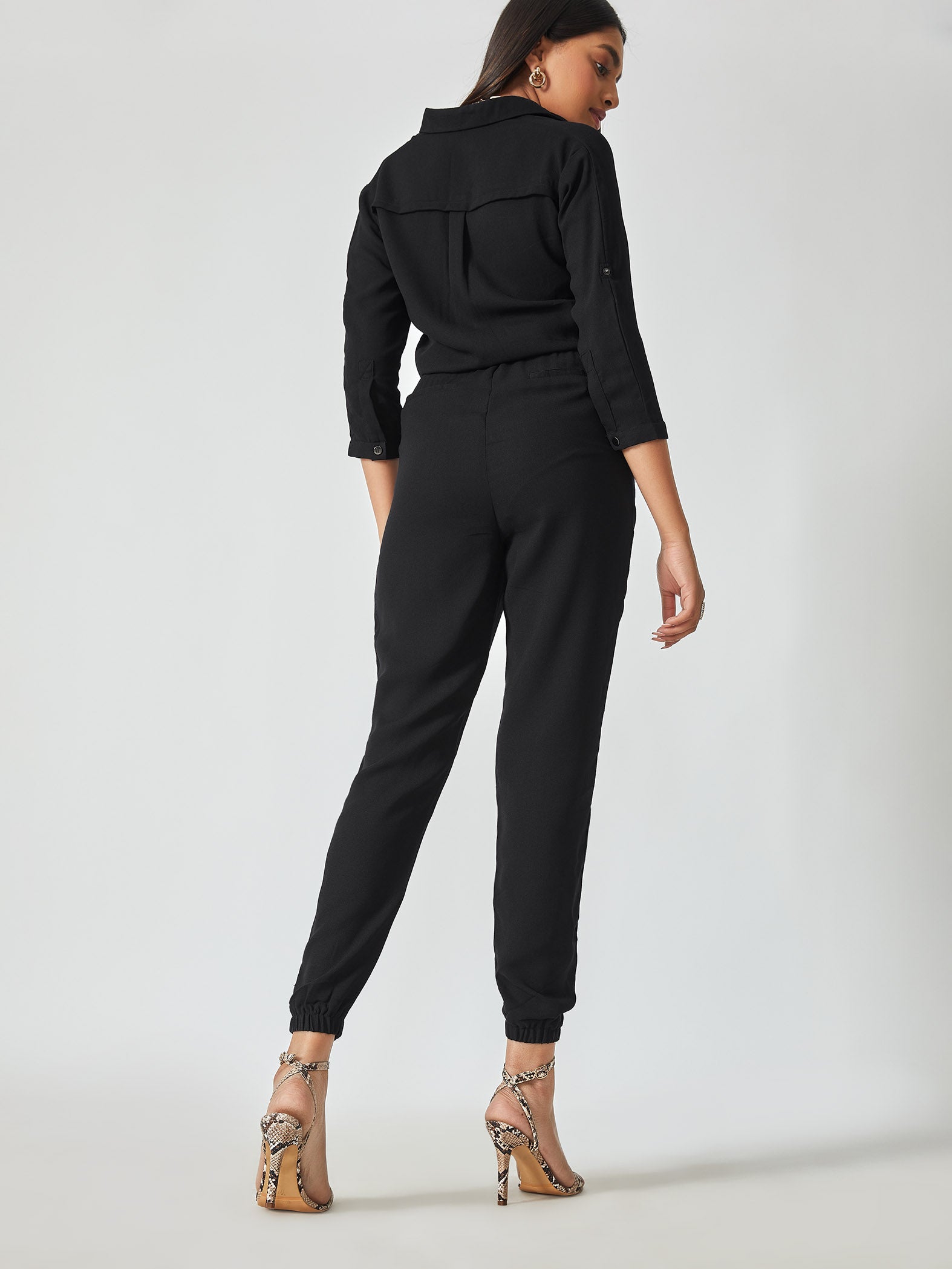 Black Shirt Jumpsuit