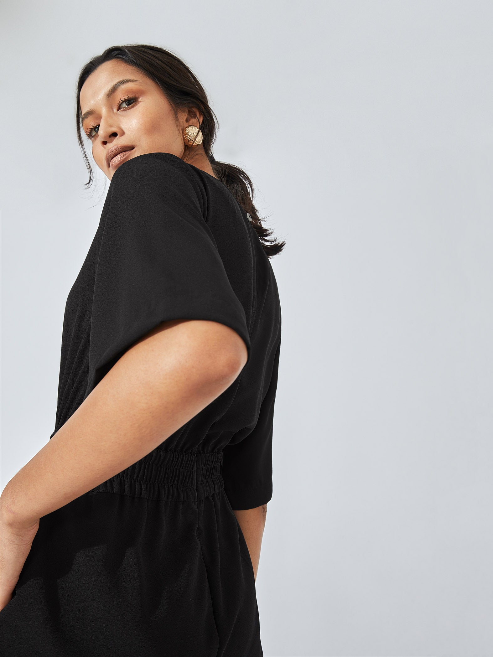 black slit detail jumpsuit