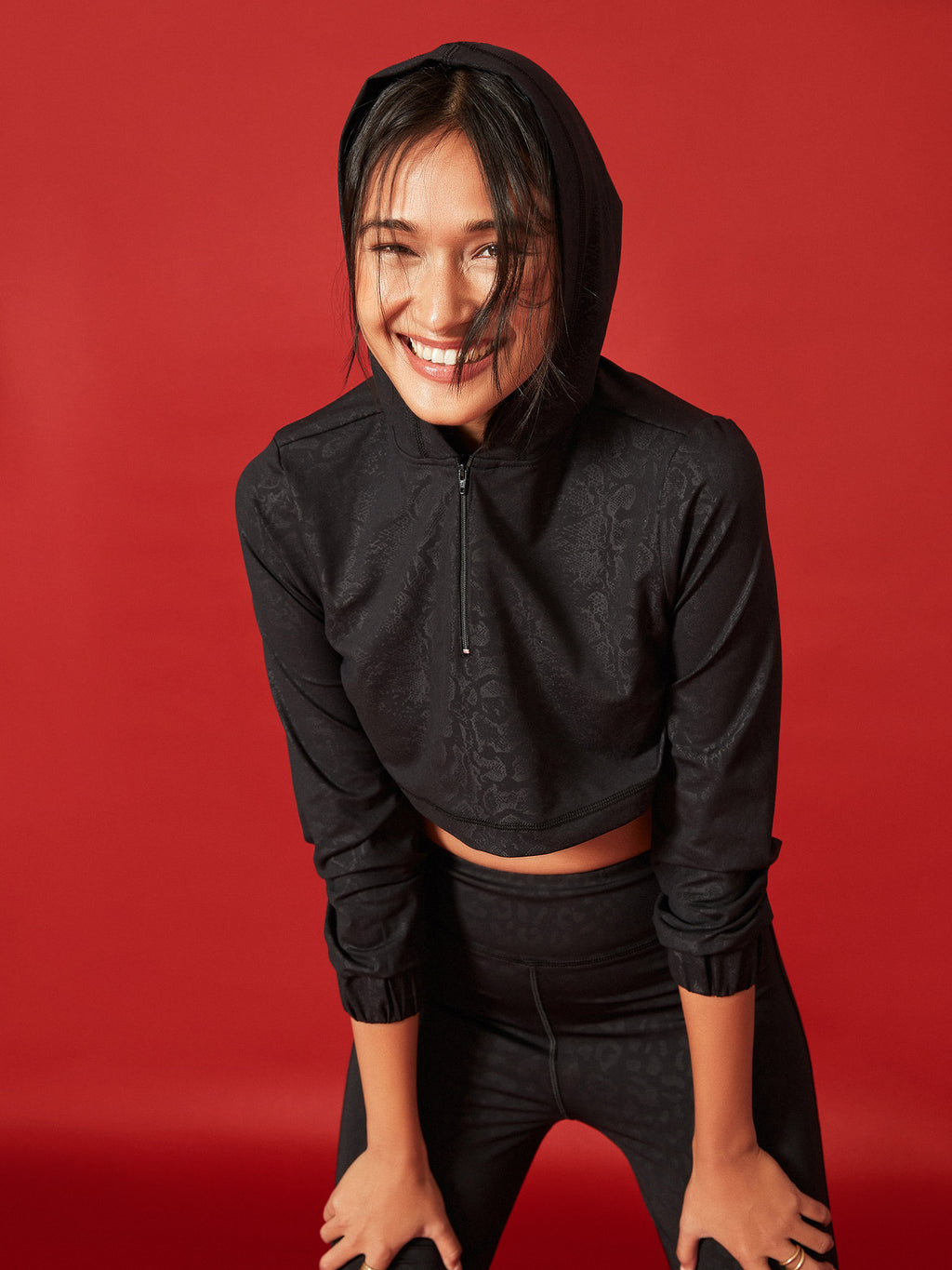 Black Snake Crop Hoodie