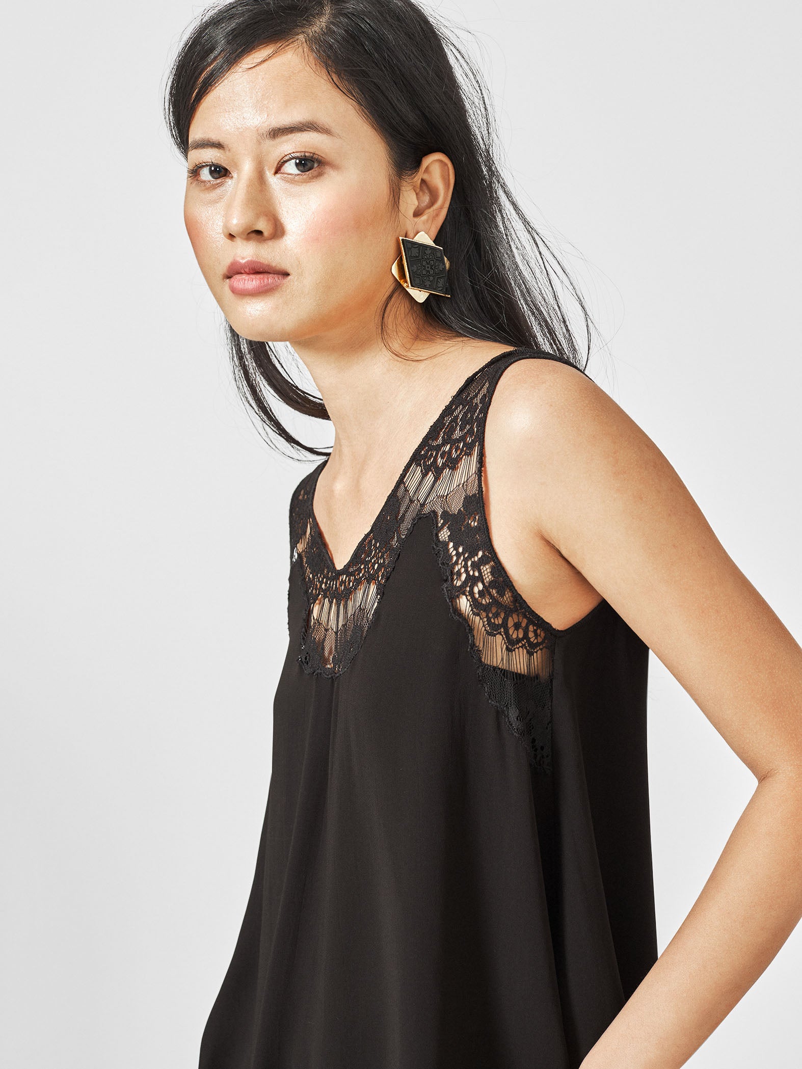 Black Lace Flare Cami