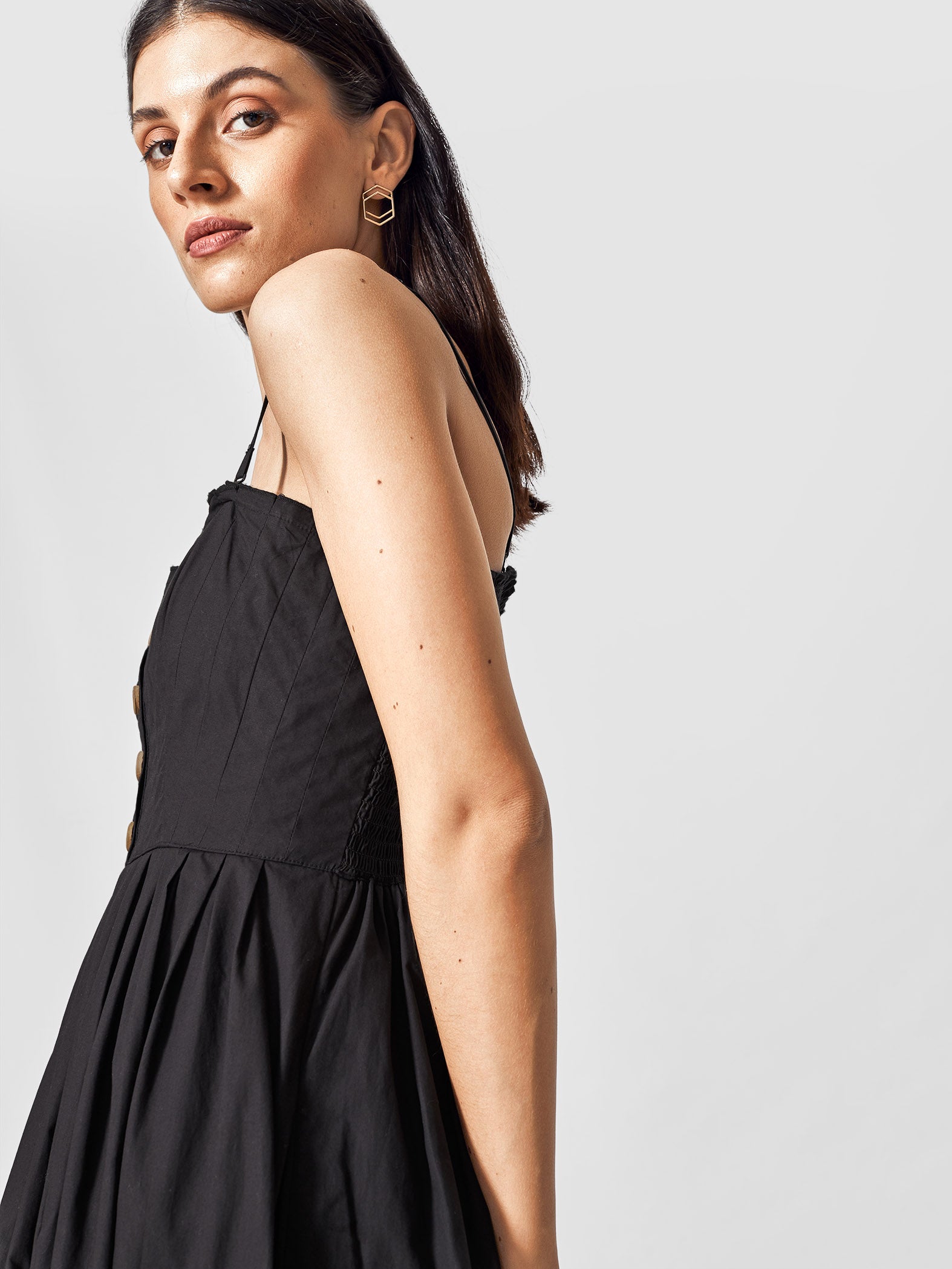 Black Pleated Tube Dress