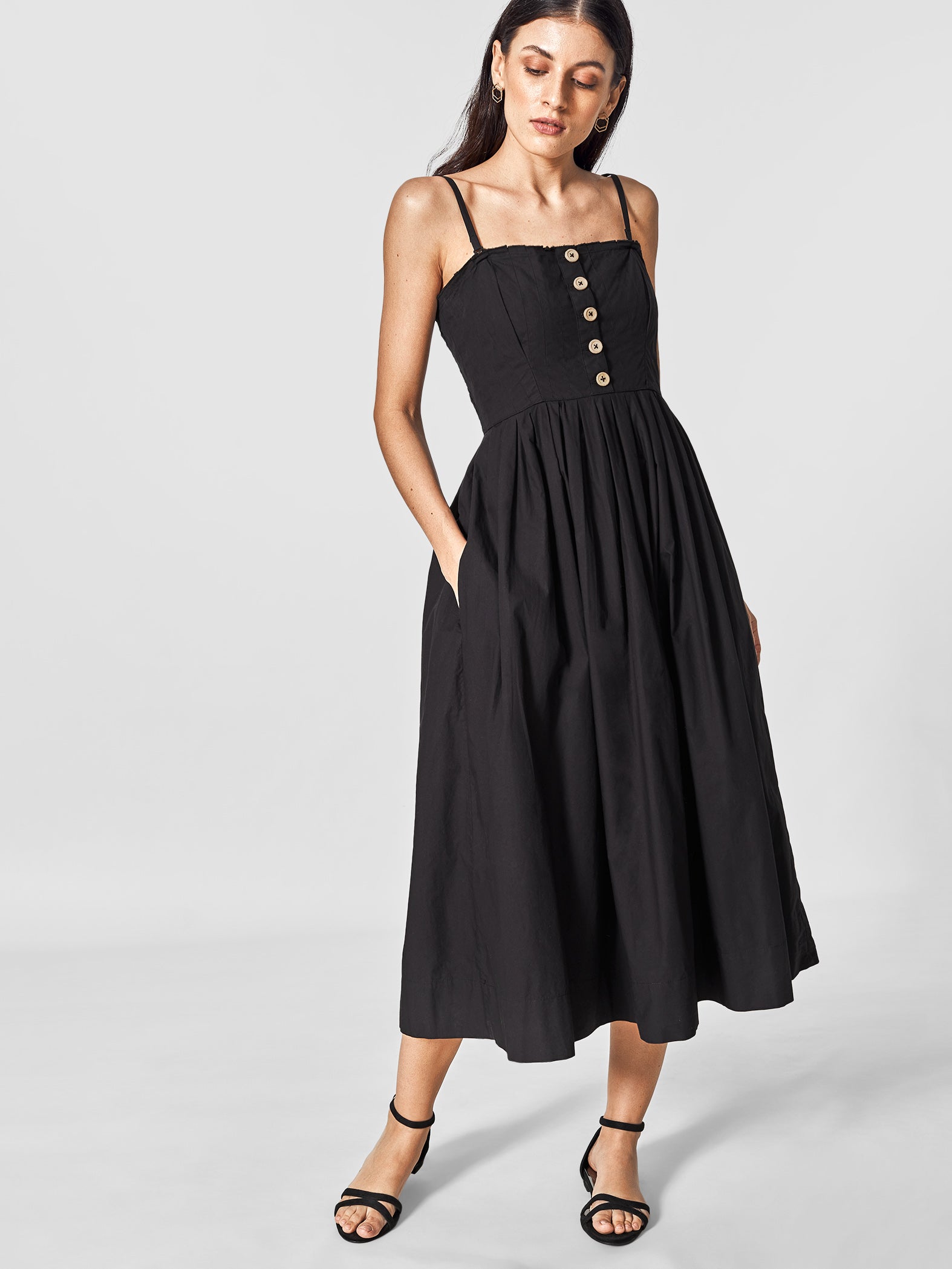 Black Pleated Tube Dress