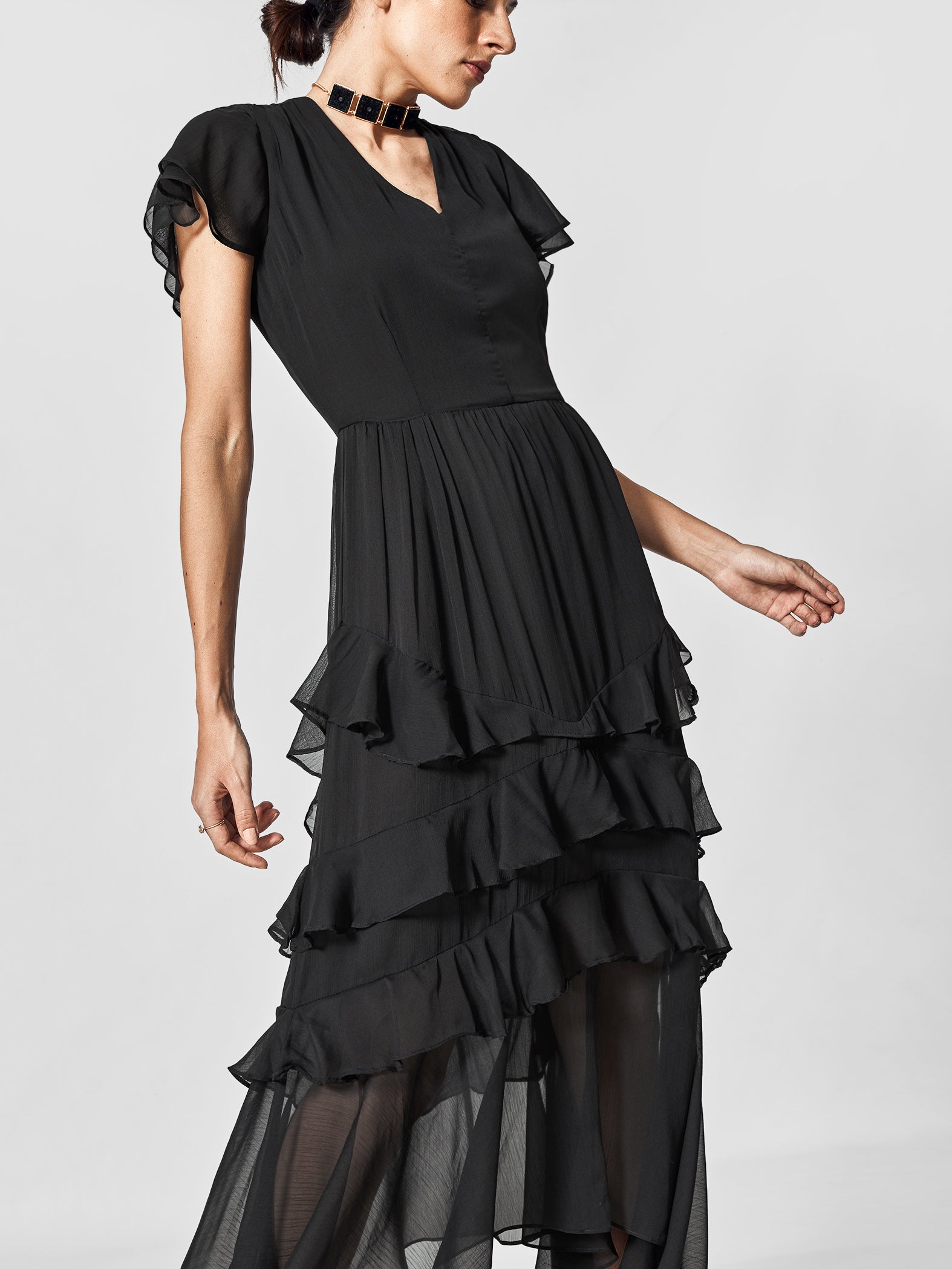 Black Ruffle Maxi