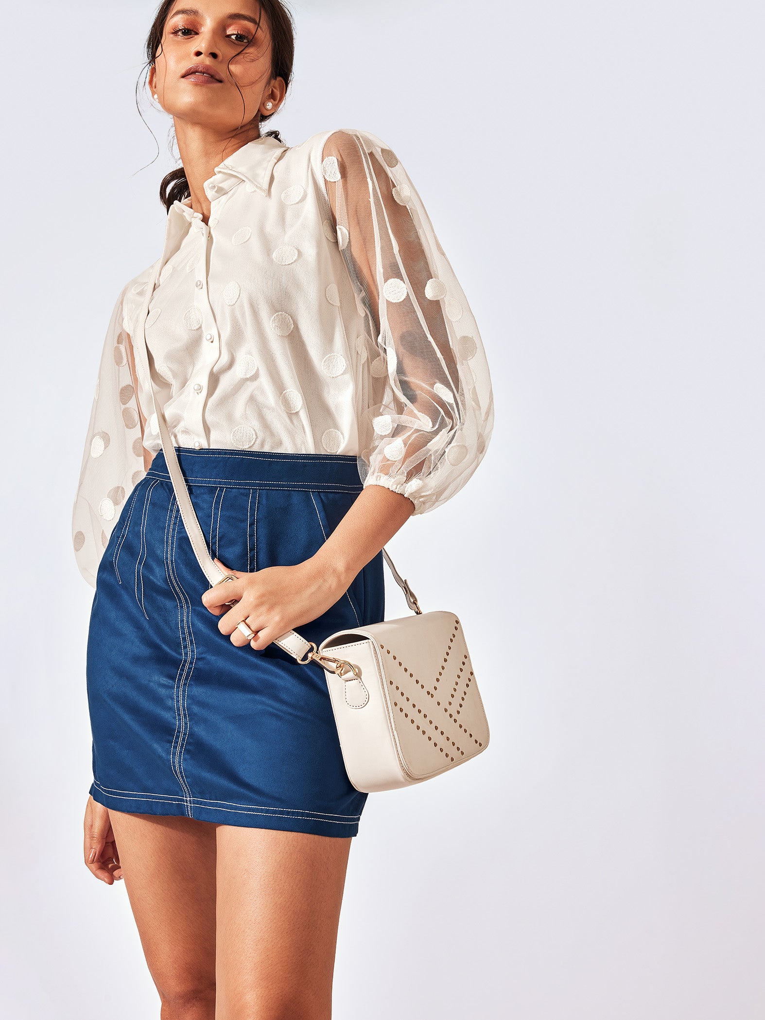 Blue Suede Mini Skirt