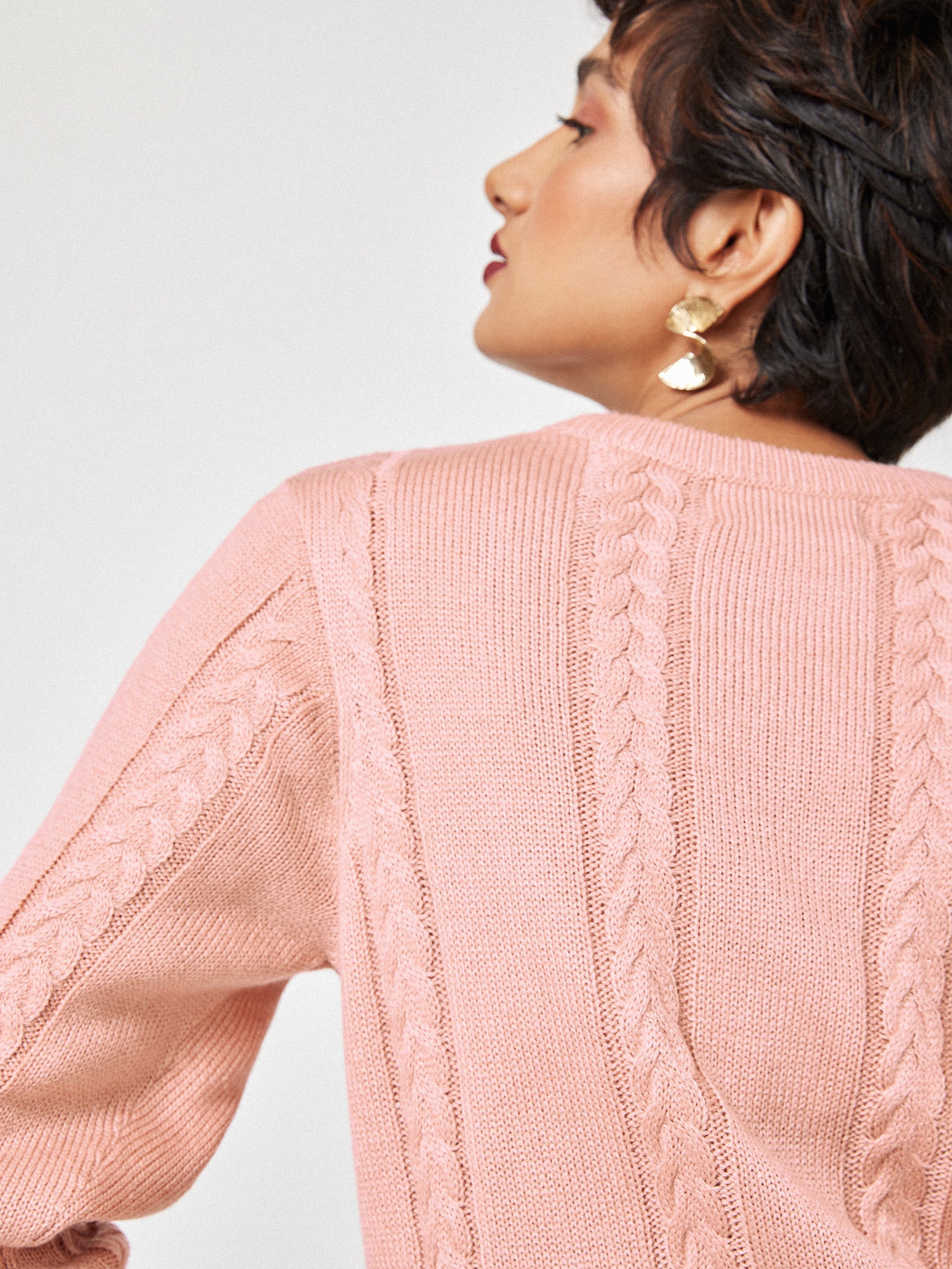 Buy Blush Cable Knit Long Sweater Online The Label Life