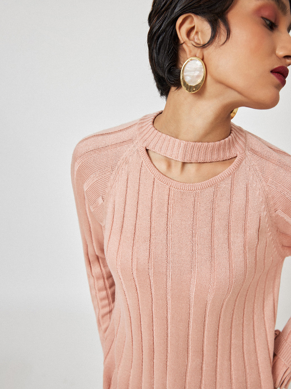 Blush Cut Out Ribbed Sweater