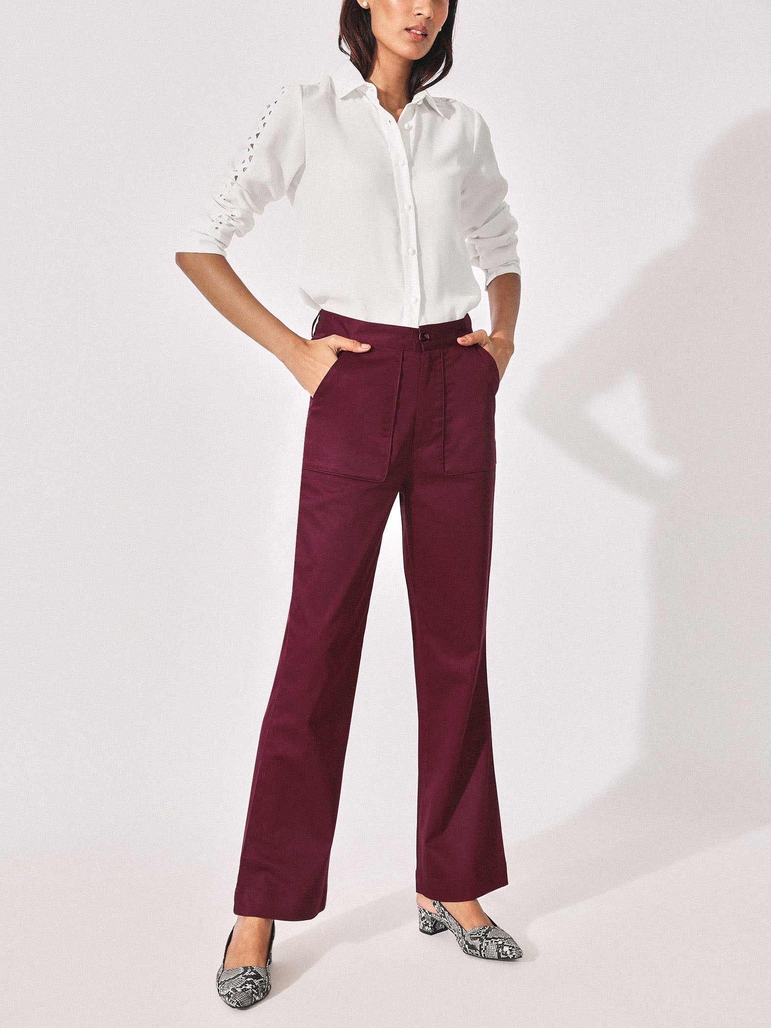 burgundy flare pants