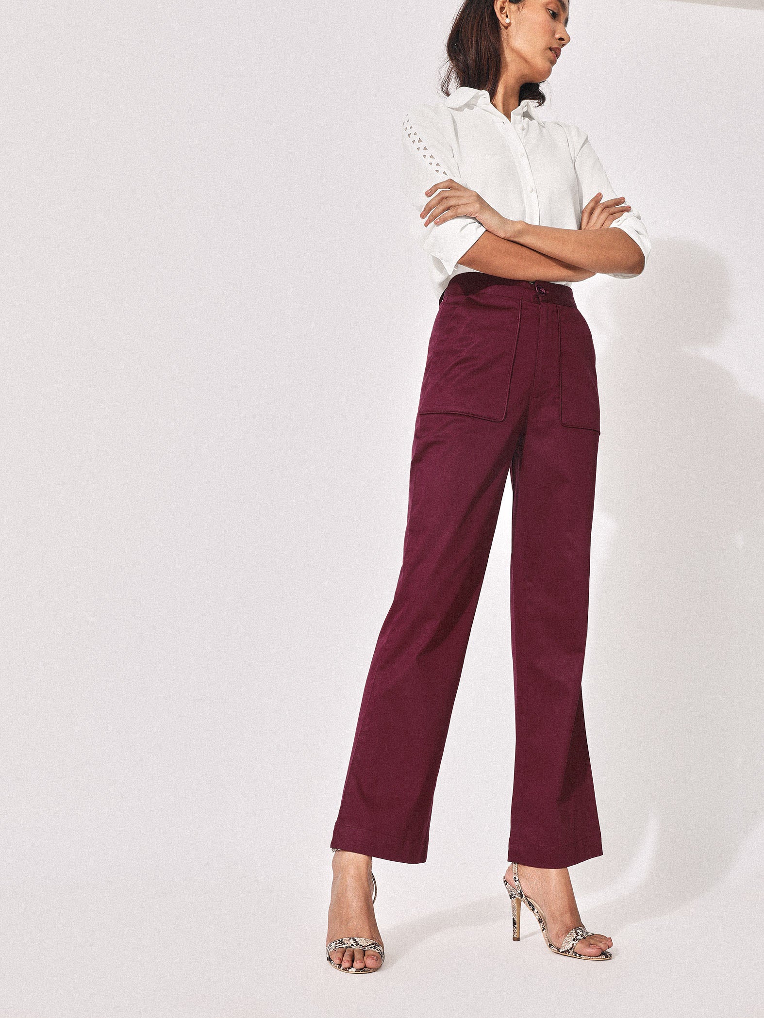 burgundy flare pants