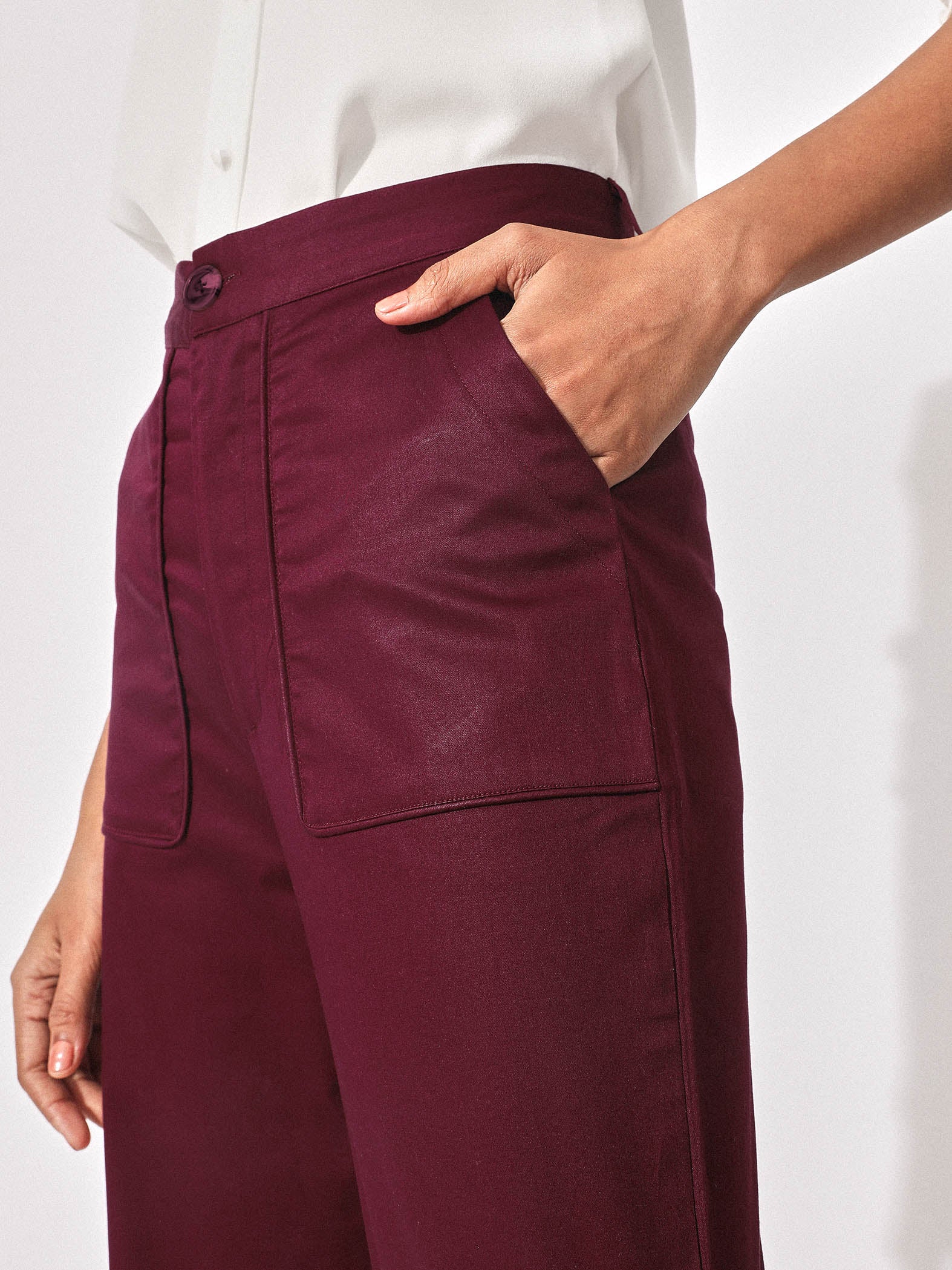 burgundy flare pants