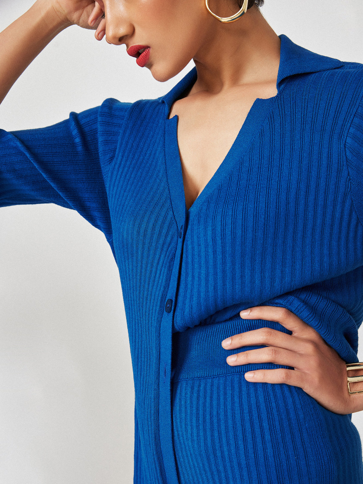 Cobalt Ribbed Flare Pants