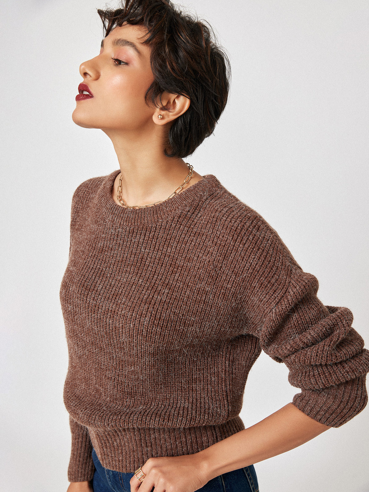 Cocoa Drop Shoulder Sweater