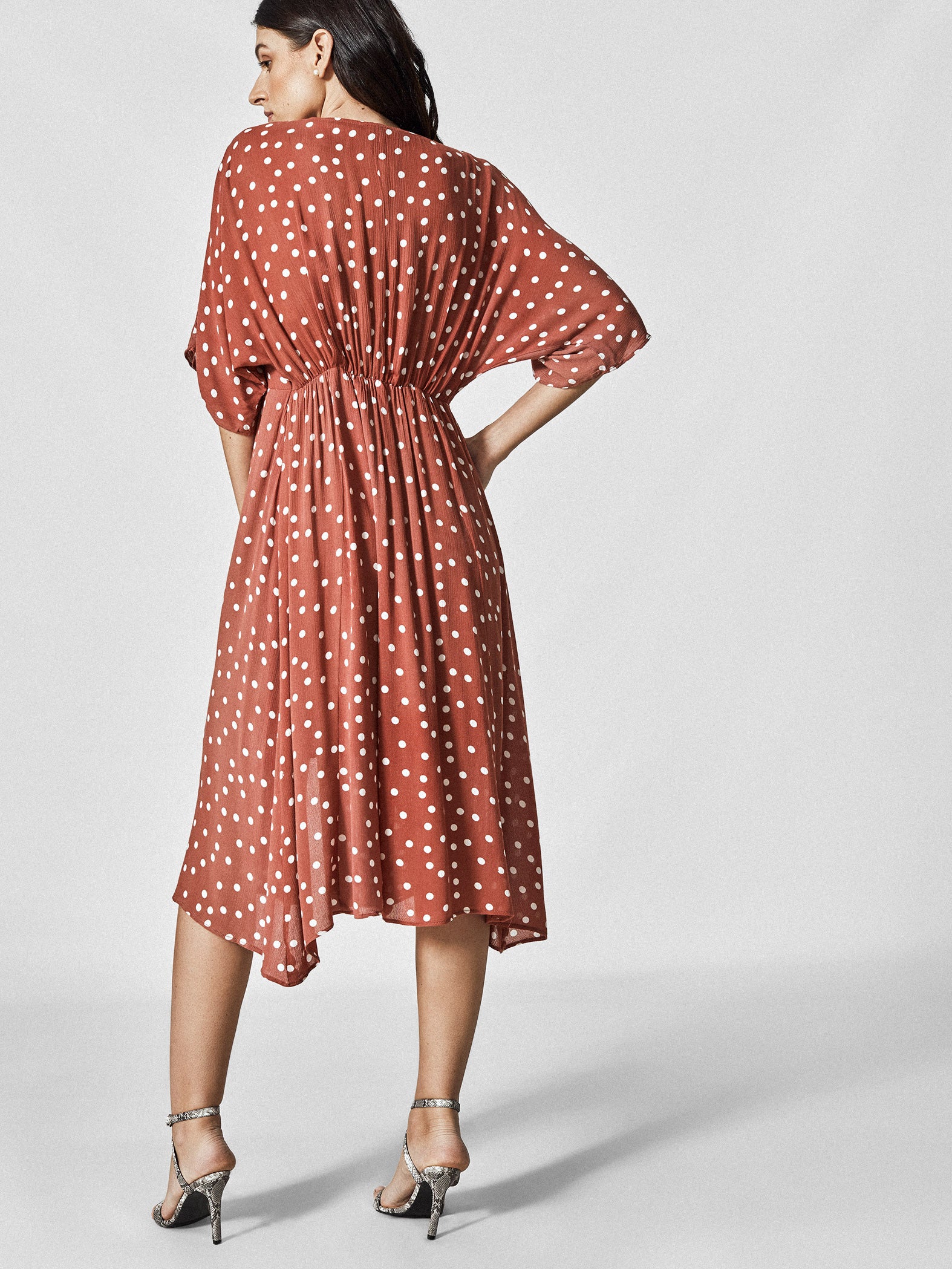Cocoa Polka Front Tie Dress