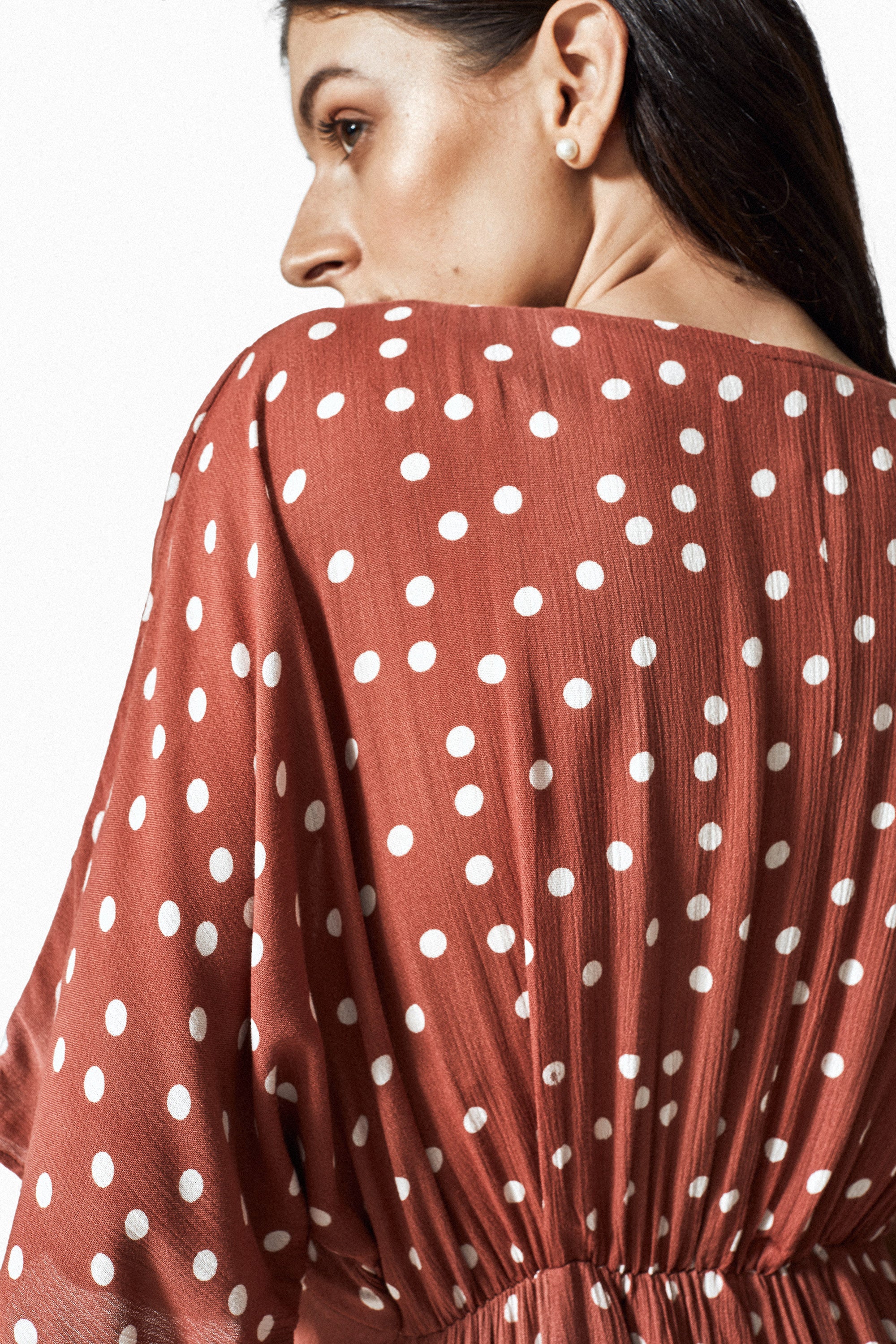 Cocoa Polka Front Tie Dress