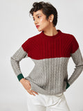 Crimson Colour Block Sweater