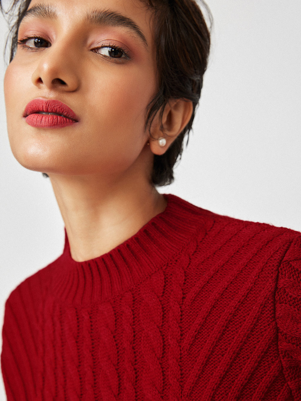 Crimson Colour Block Sweater