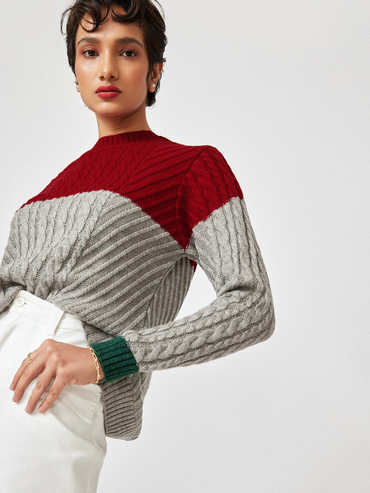 Crimson Colour Block Sweater