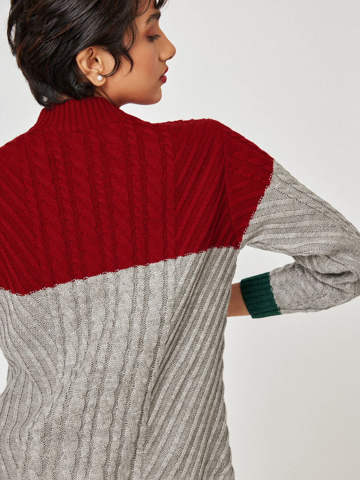 Crimson Colour Block Sweater