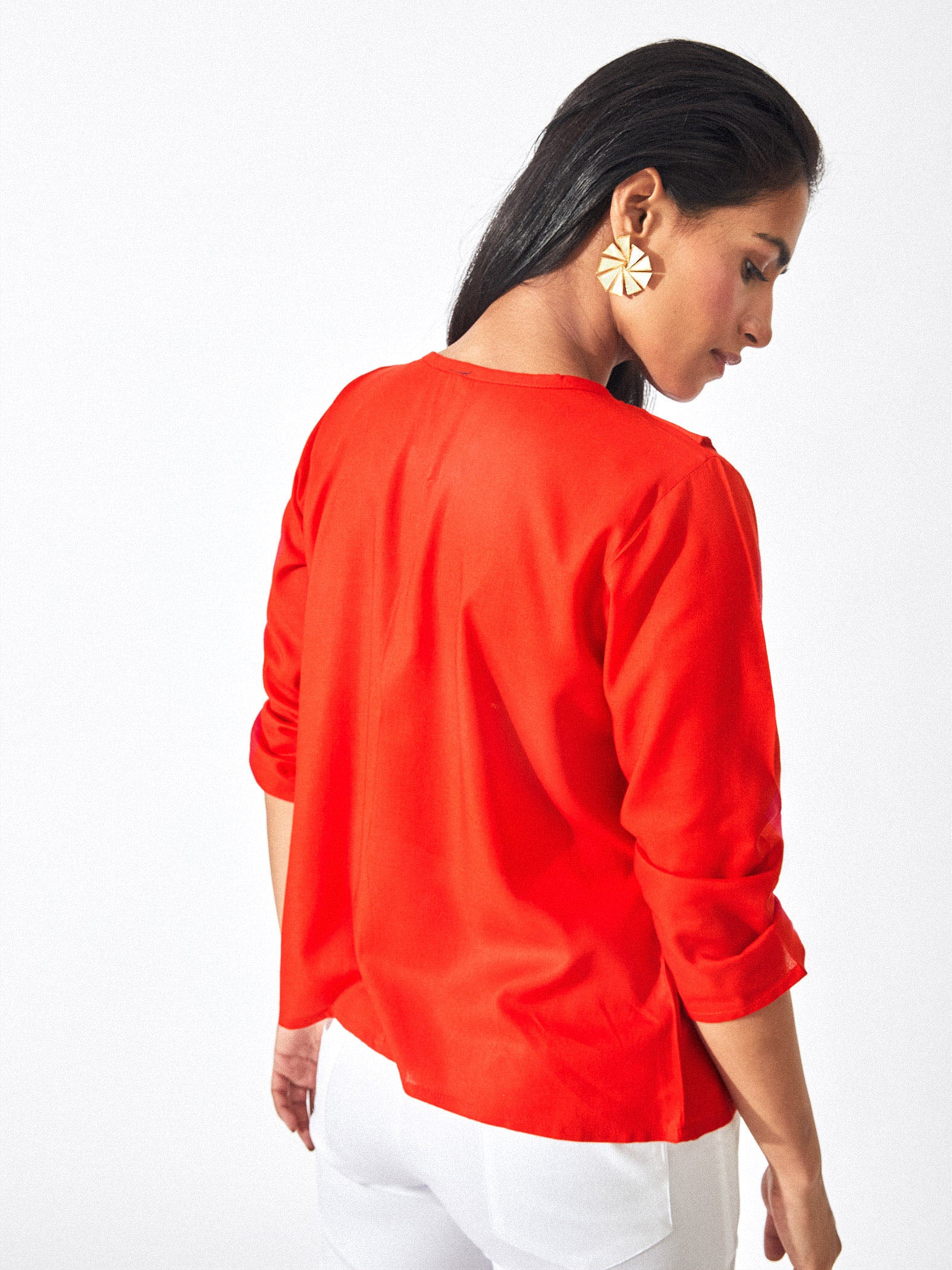 Crimson Ruffle Top