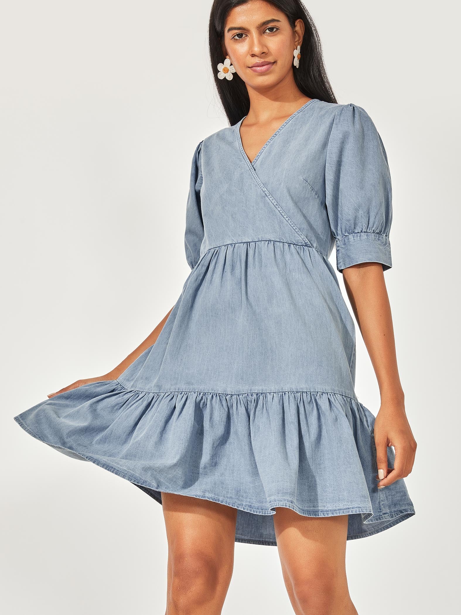 Denim tiered dress