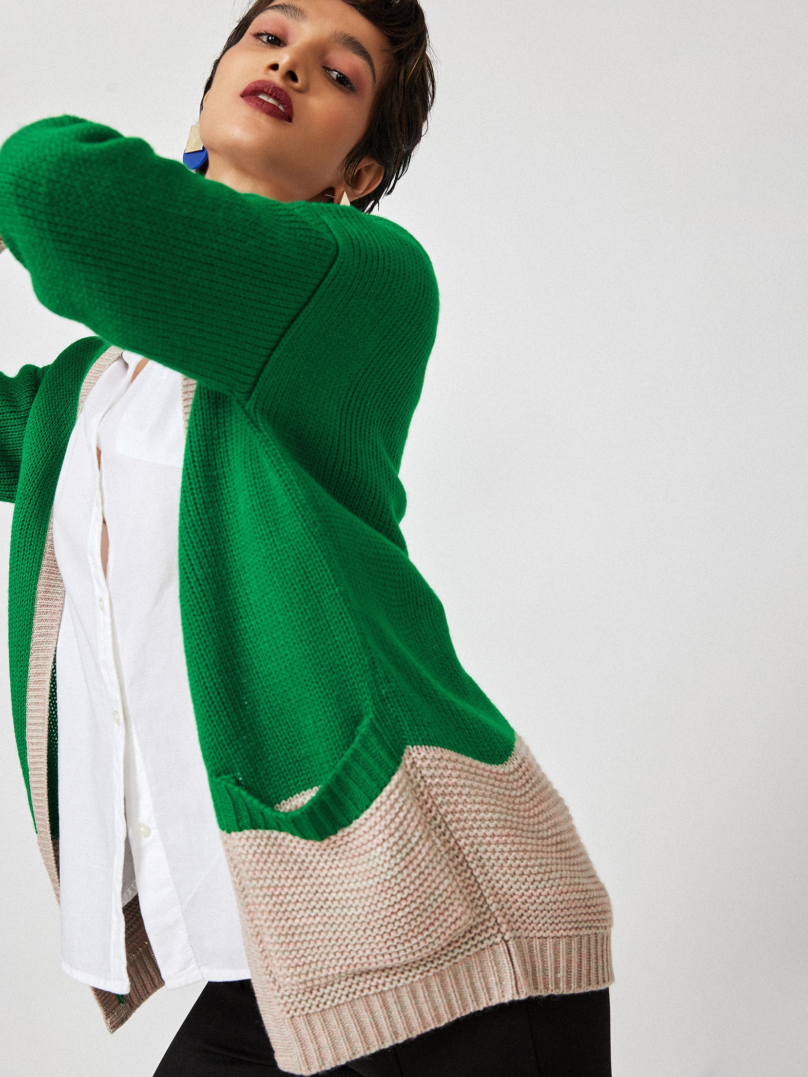 Emerald Colour Block Cardigan