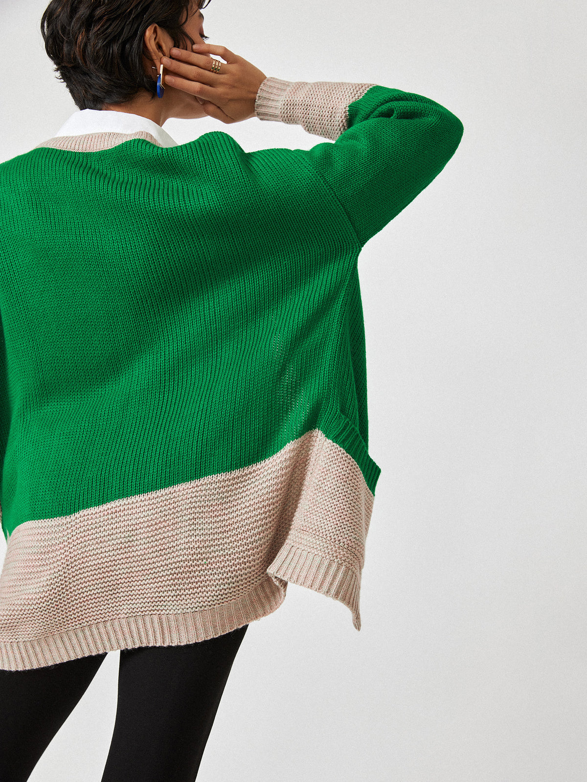 Emerald Colour Block Cardigan