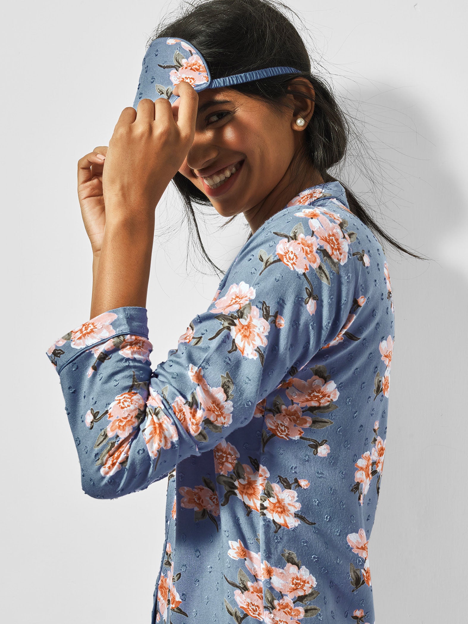 Floral Printed Sleep Shirt Dress