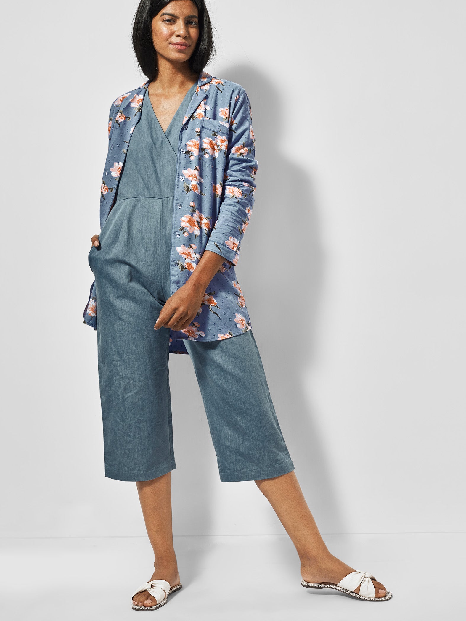 Floral Printed Sleep Shirt Dress