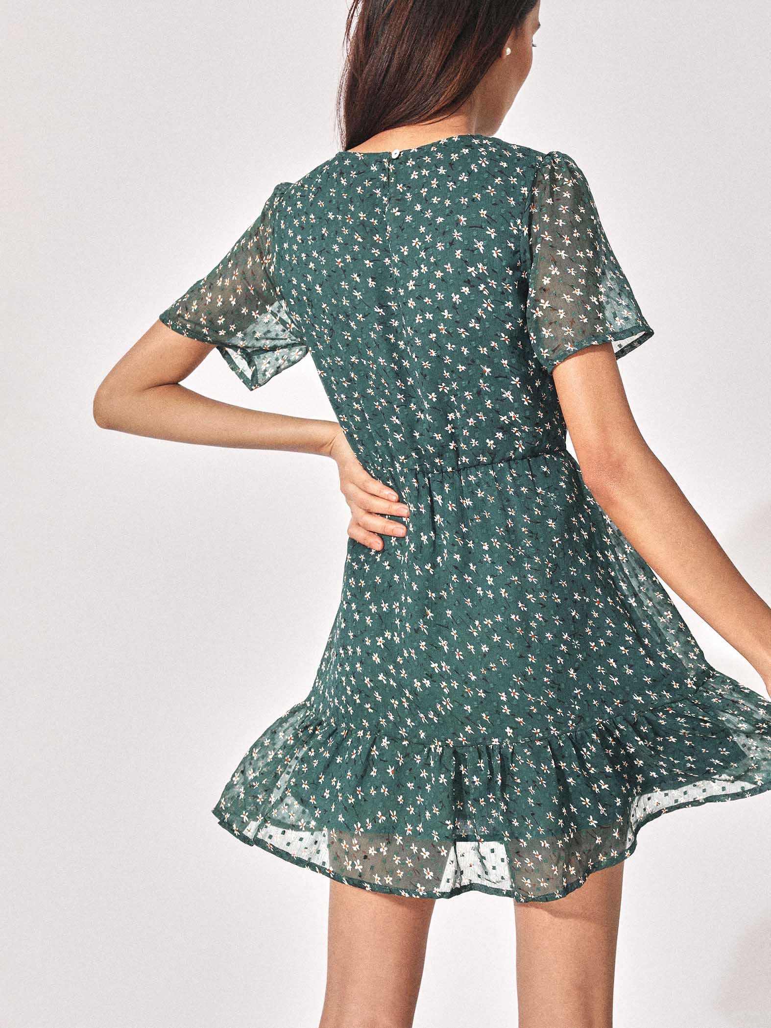 Forest Floral Ruffle Dress