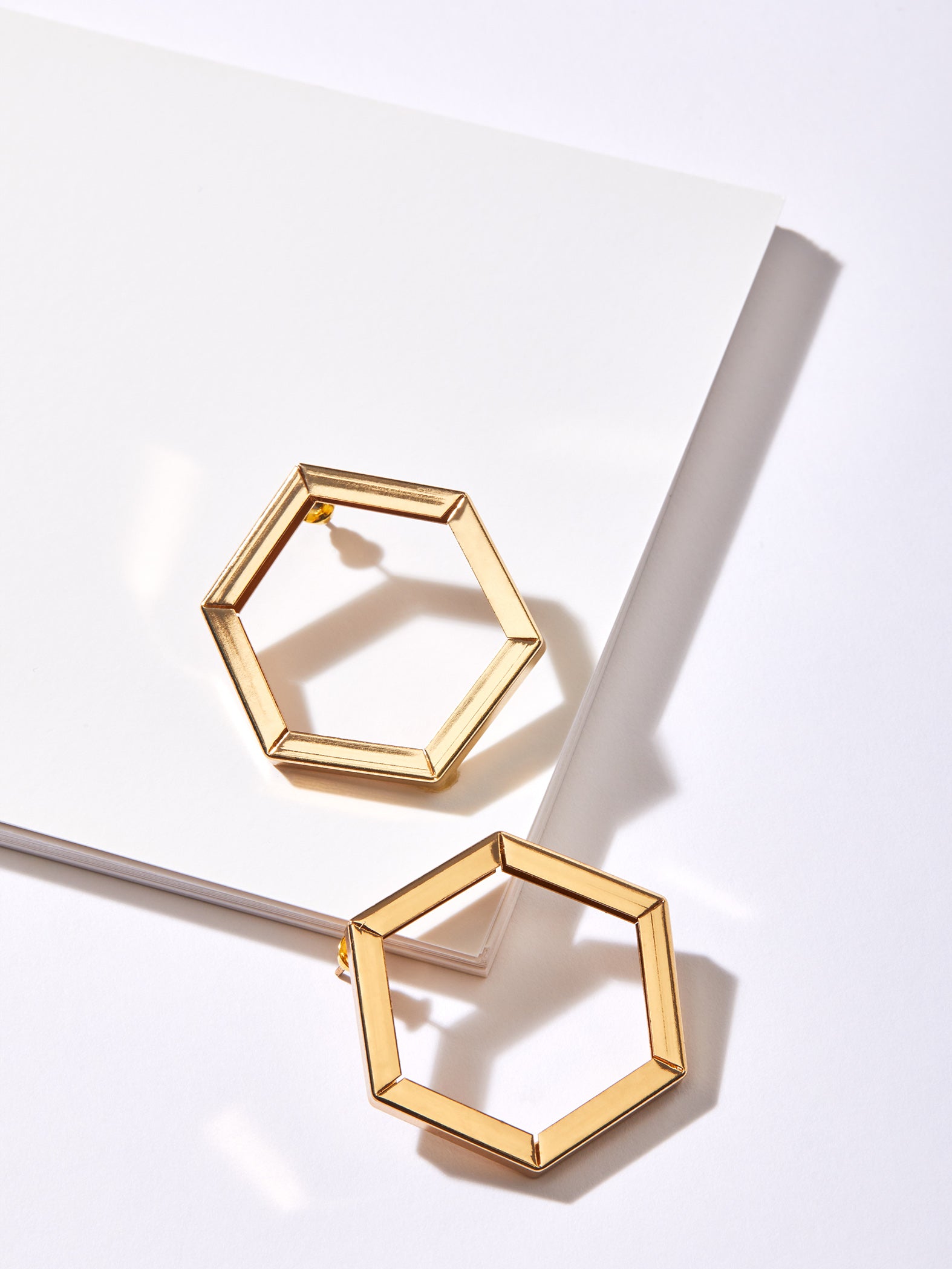 Gold Hexagon Studs