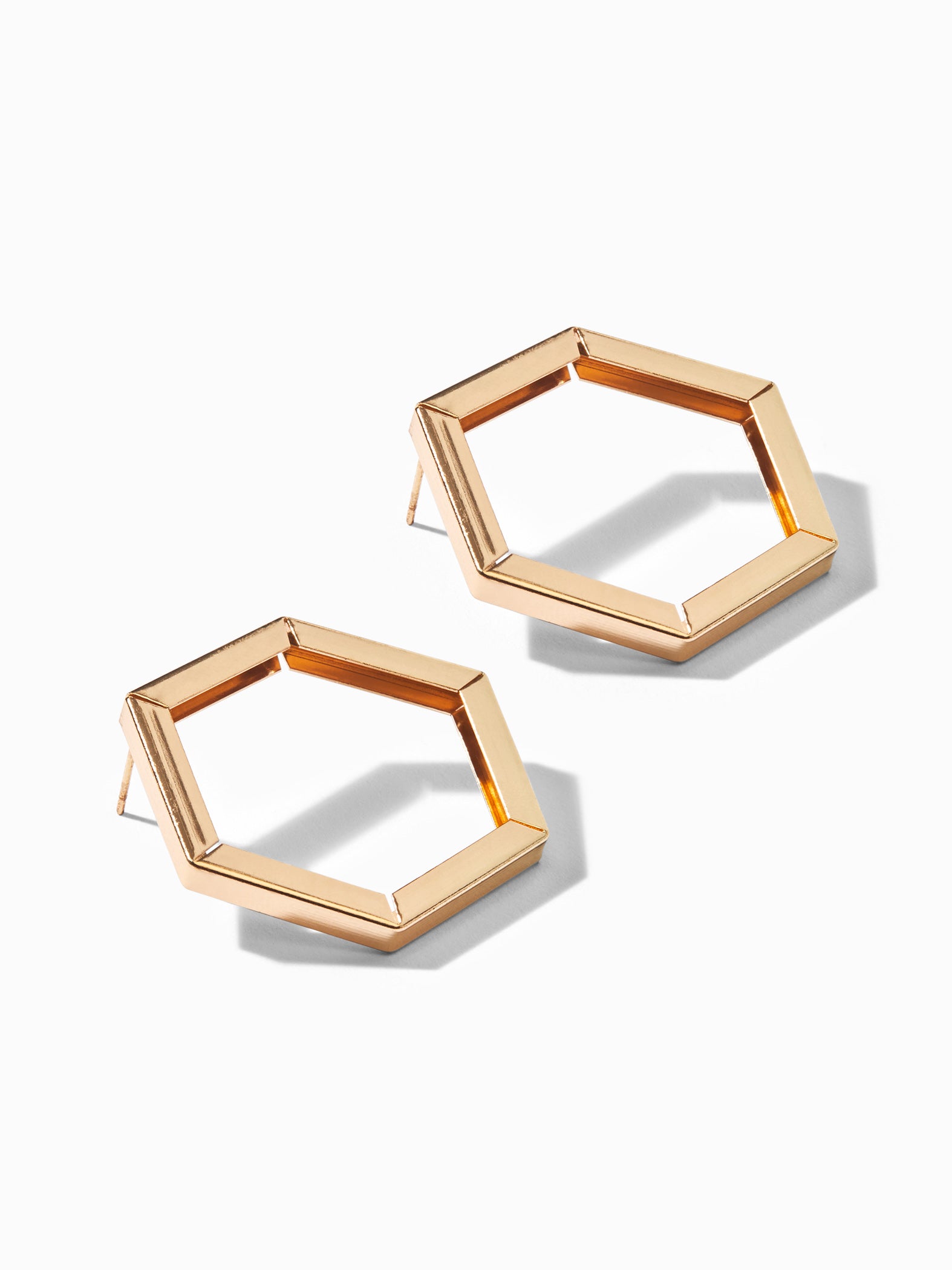 Gold Hexagon Studs