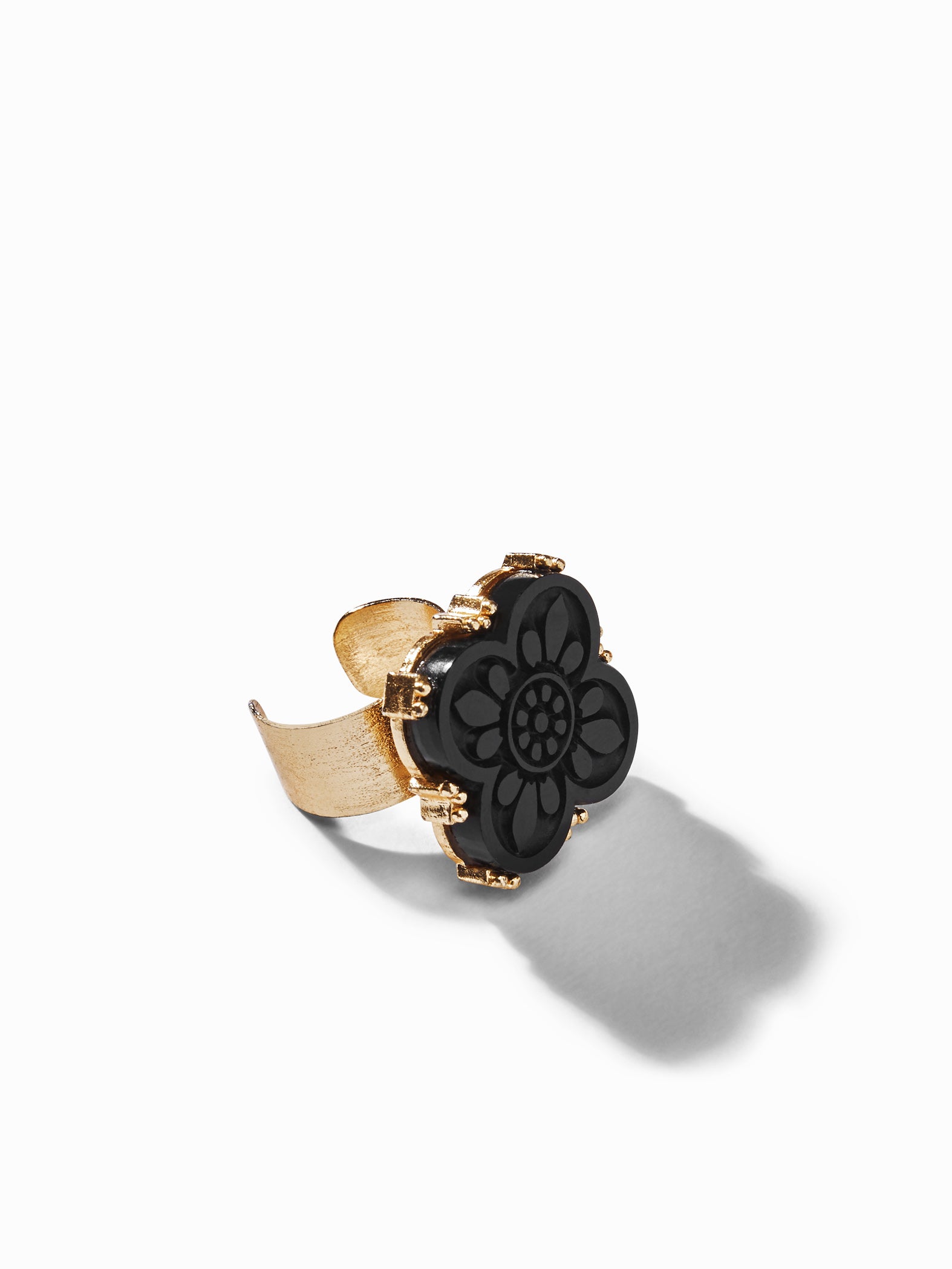 Gold Onyx Flower Ring