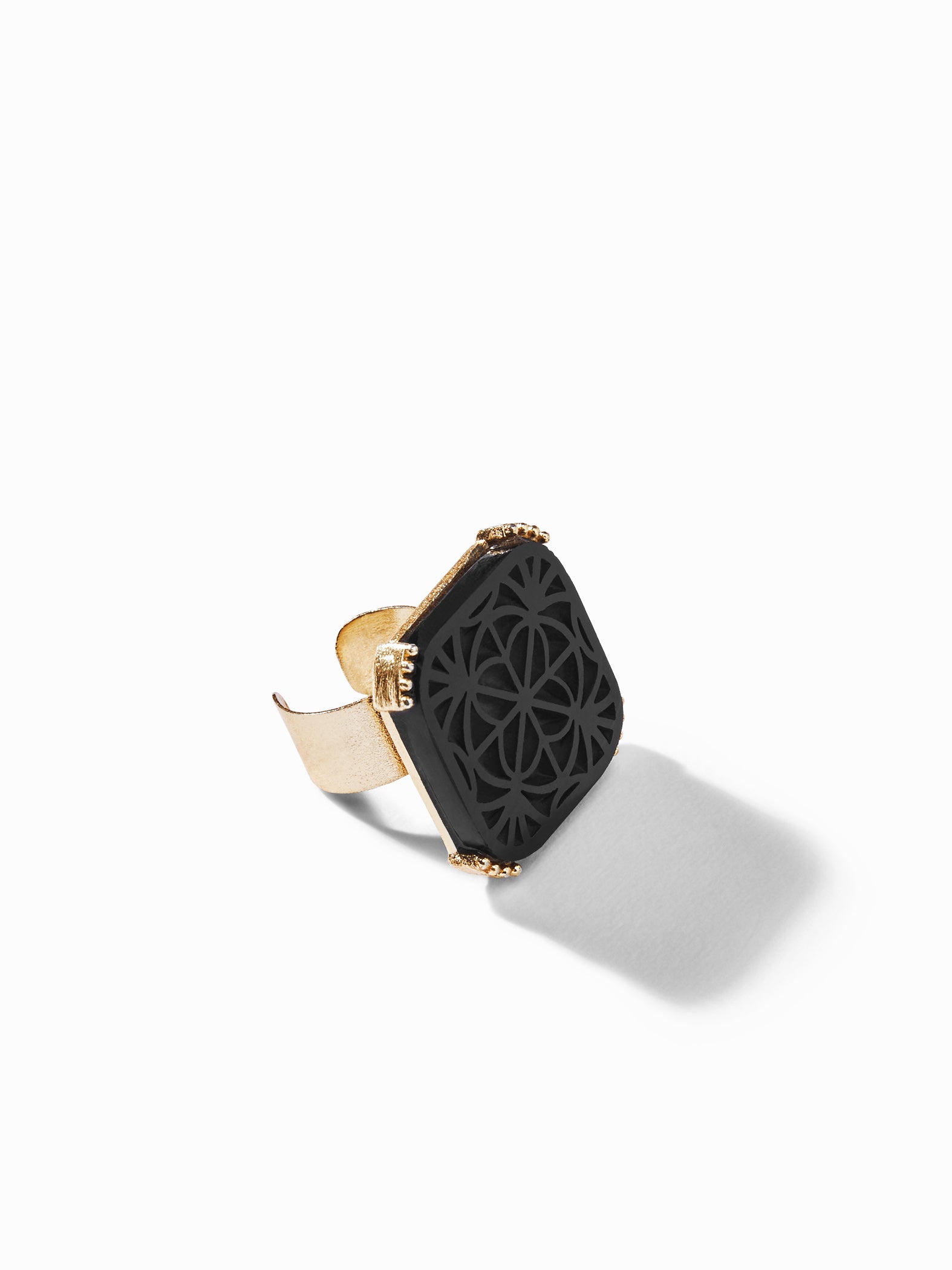 Gold Onyx Square Ring