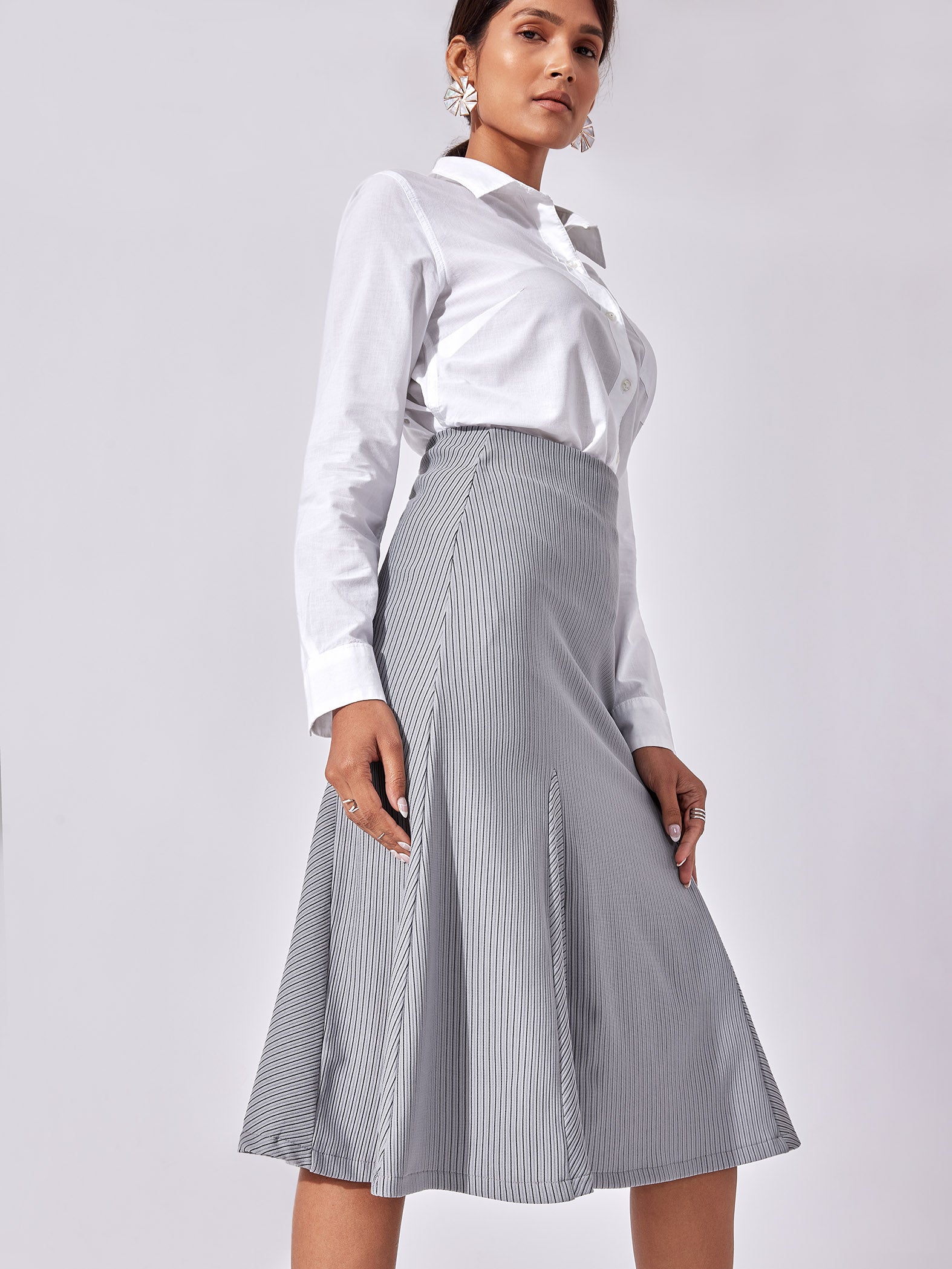 Grey Godet Panel Skirt