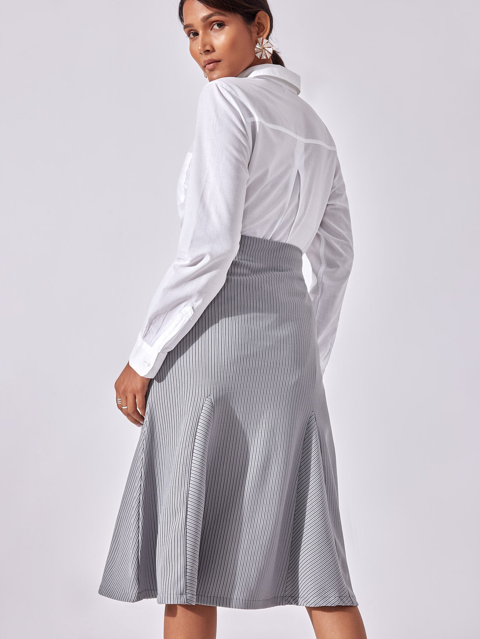 Grey Godet Panel Skirt