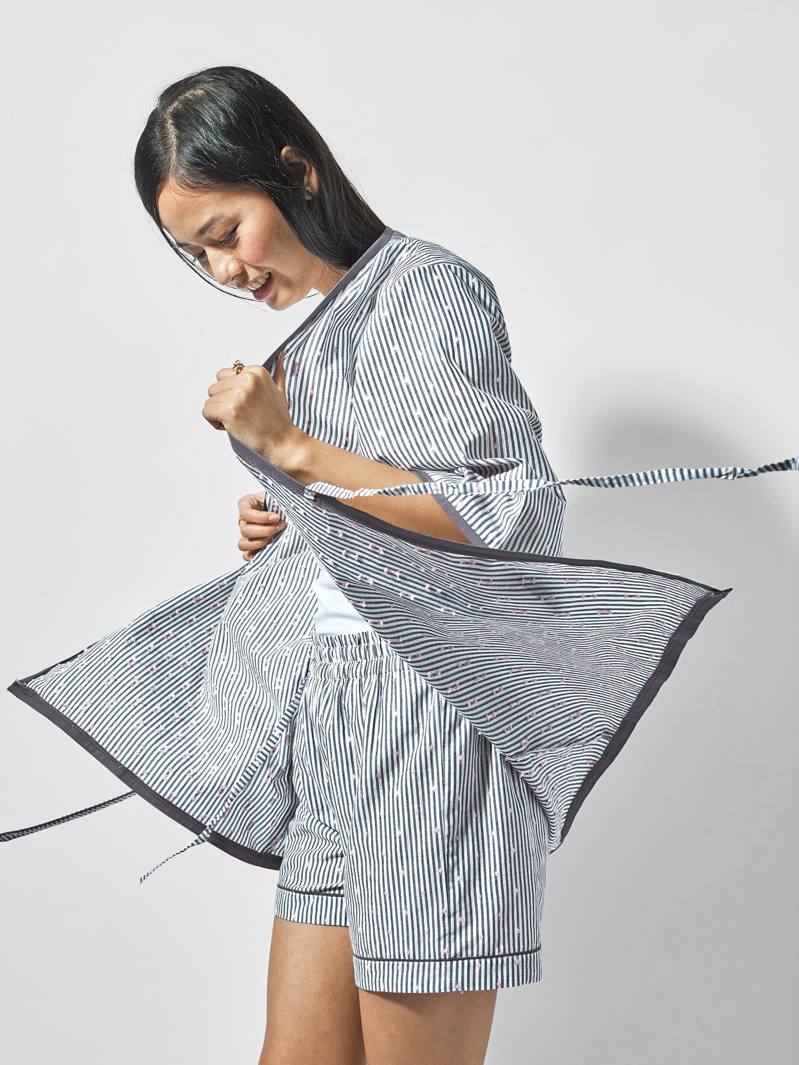 Grey & White Polka Sleep Robe