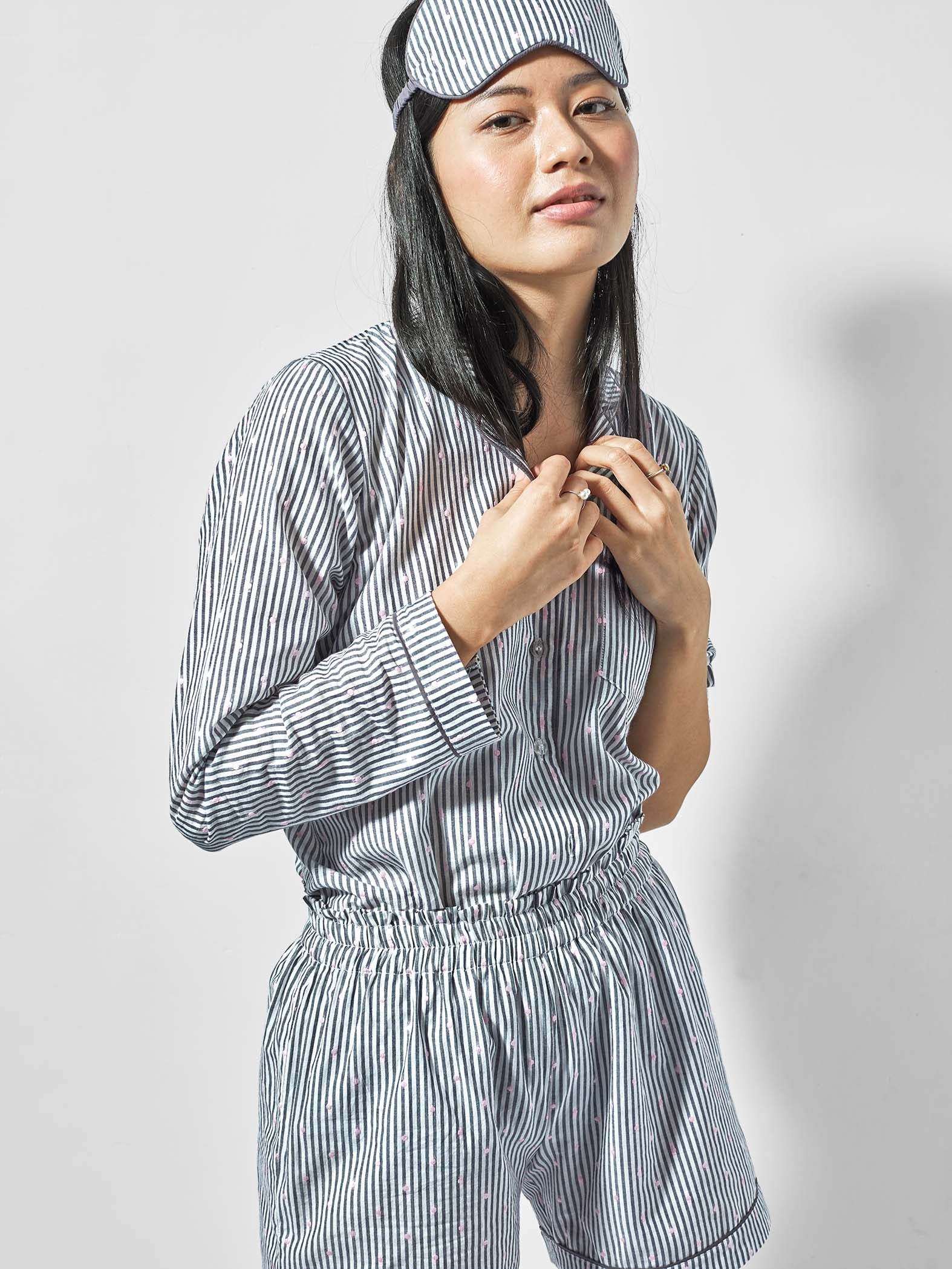 Grey & White Polka Sleep Robe