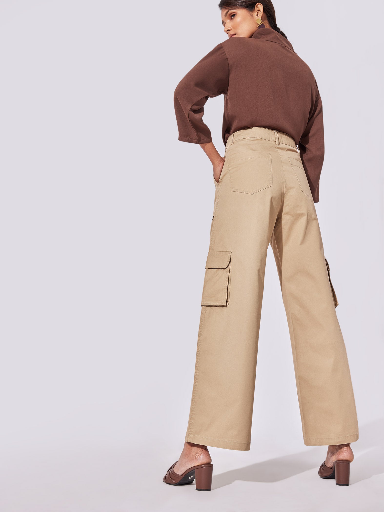 Buy Khaki Patch Pocket Cargo Pants Online  The Label Life