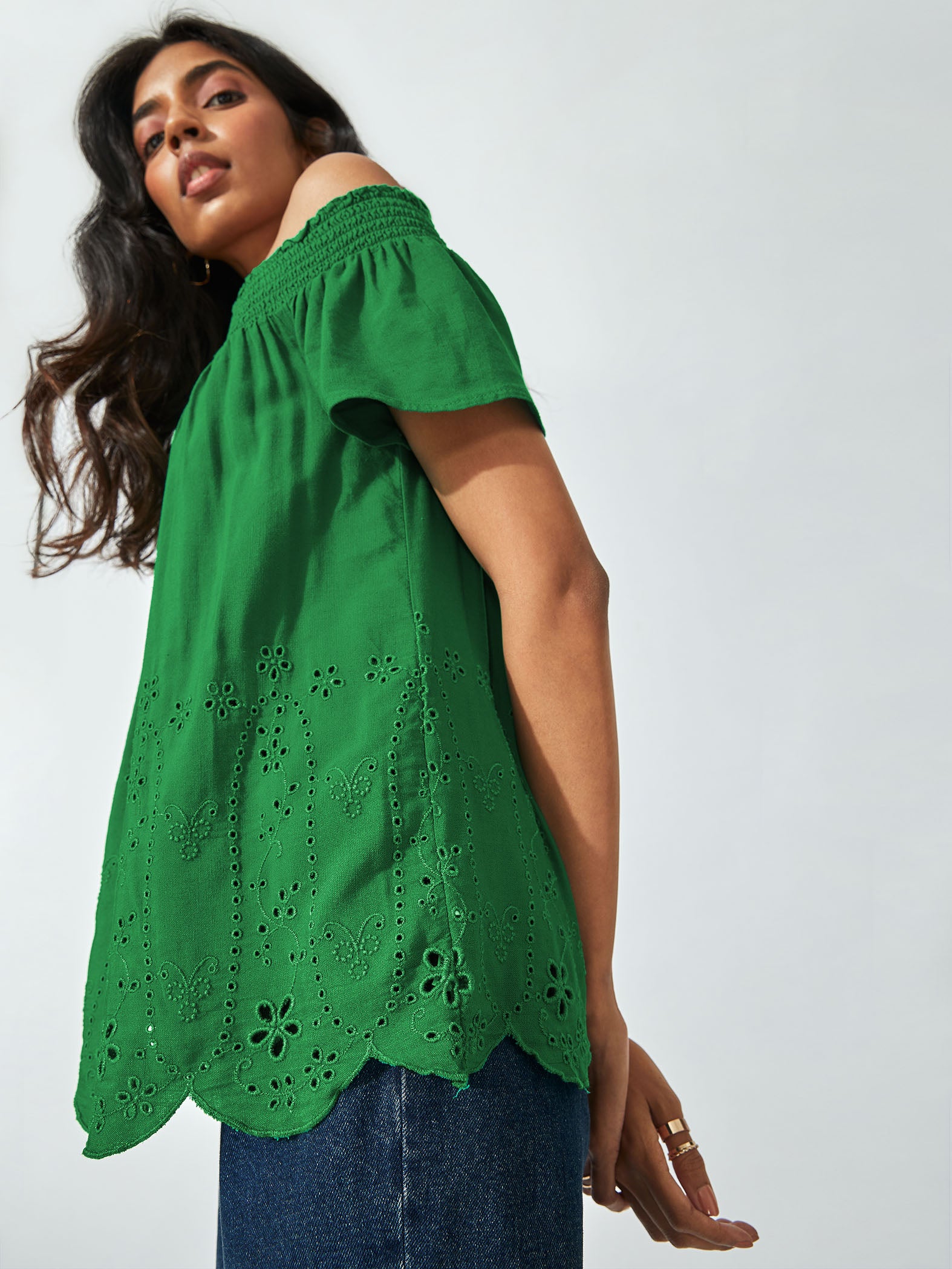 Green Schiffli Top