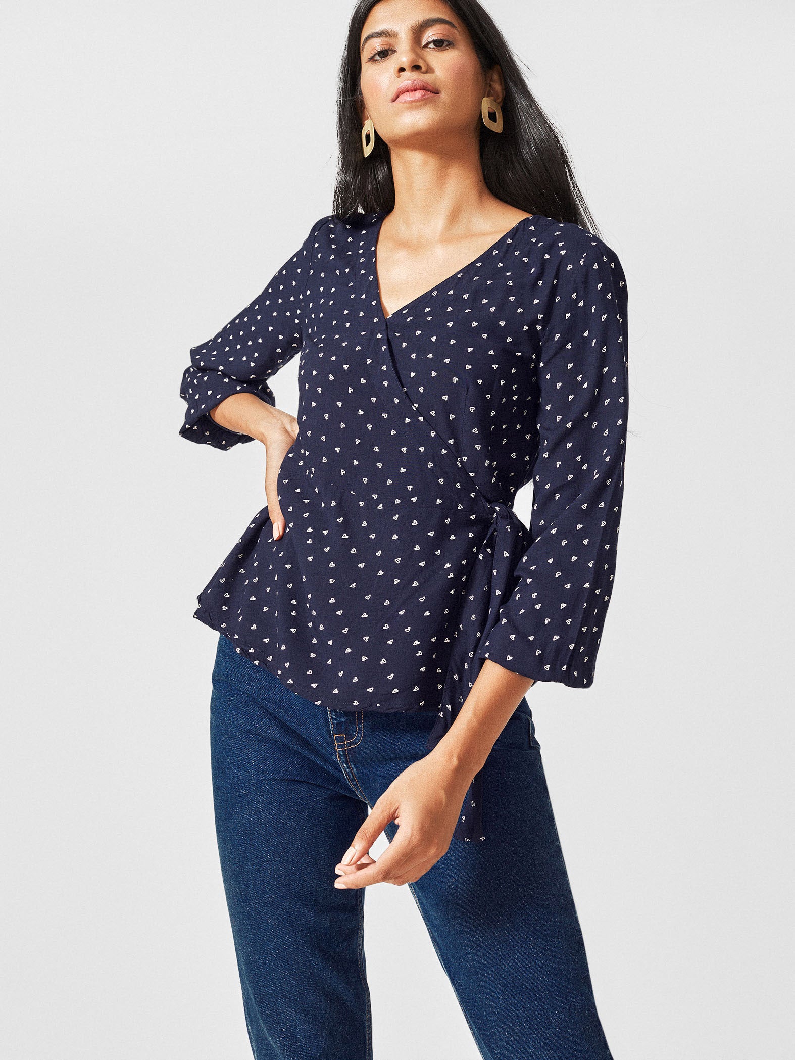 Midnight Hearts Wrap Top