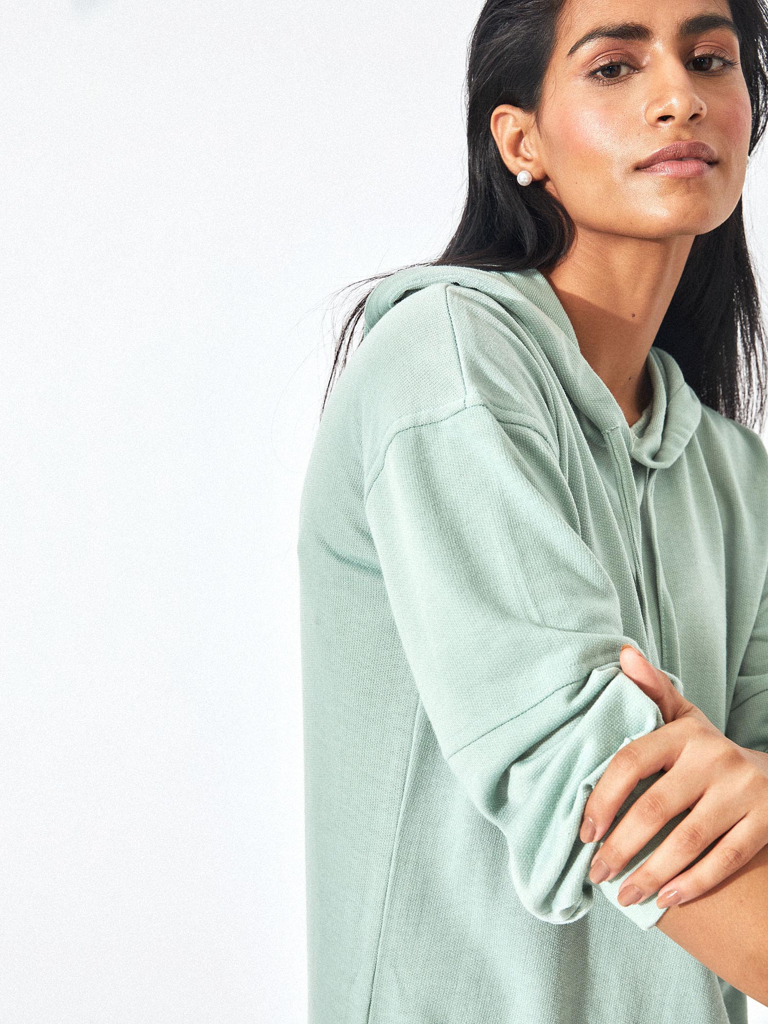 Mint Drop Shoulder Hoodie Dress