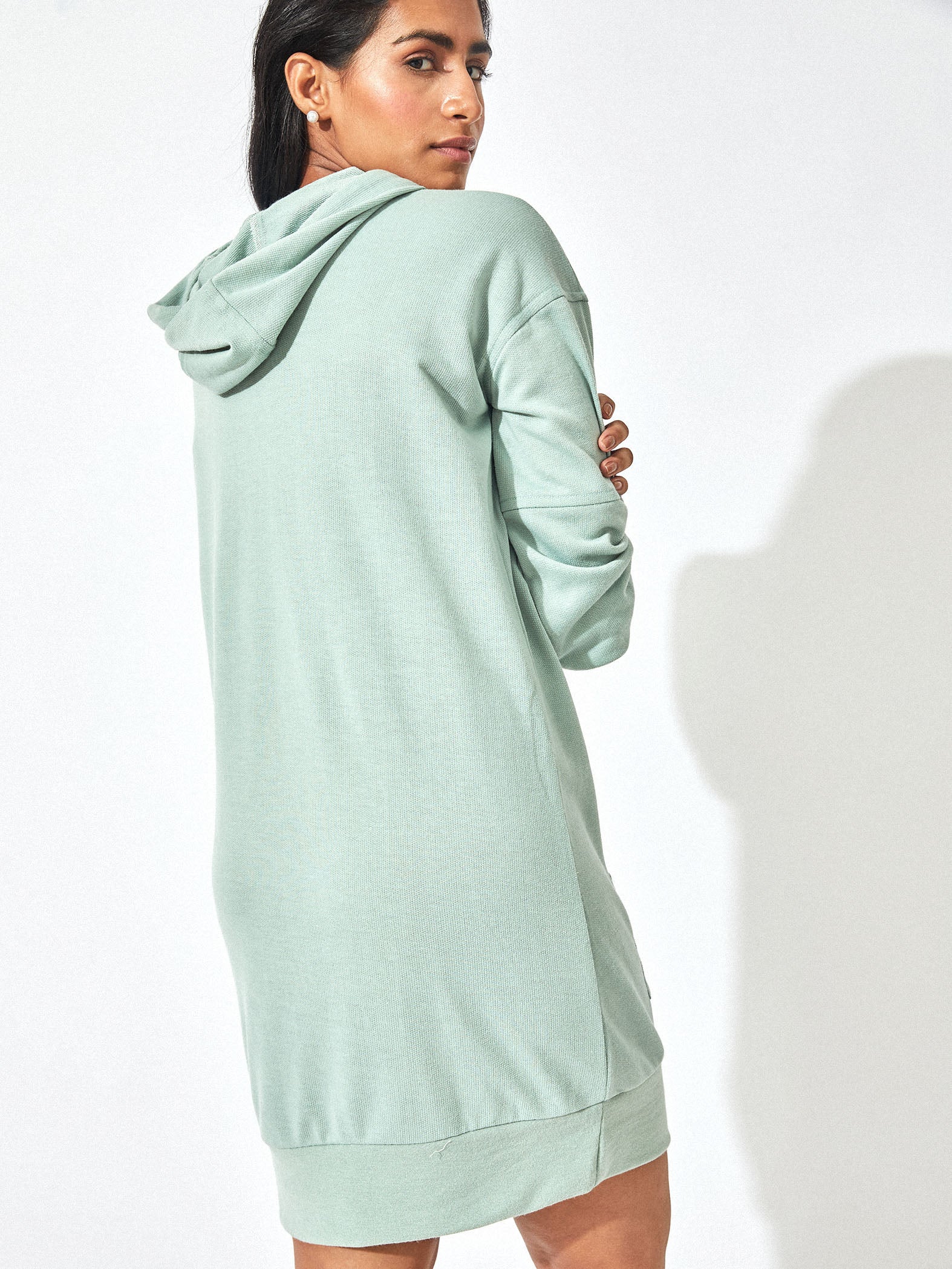 Mint Drop Shoulder Hoodie Dress