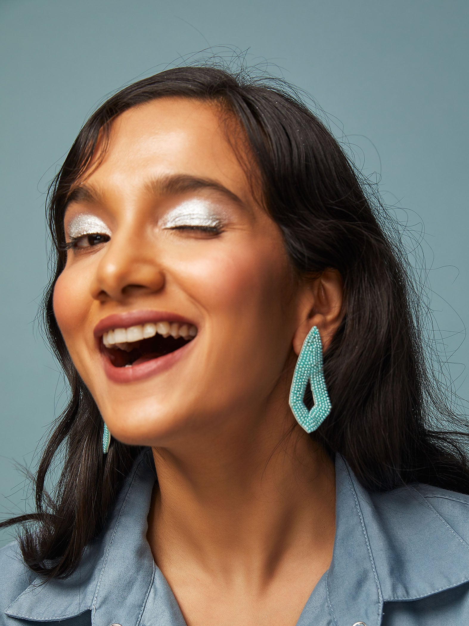Mint Beaded Cut Out Earrings