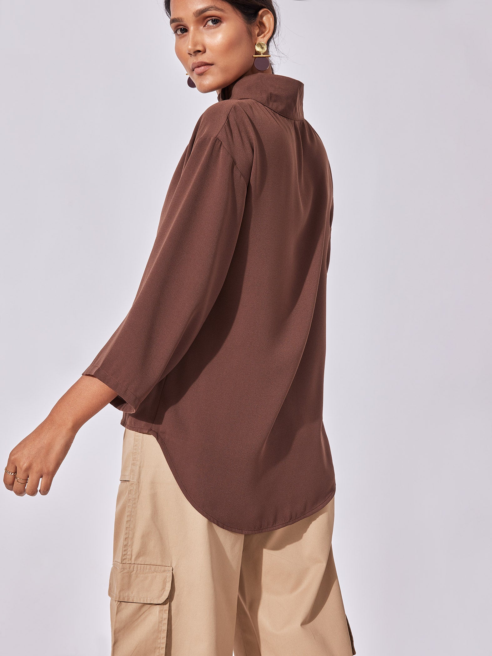 Mocha High Neck Top