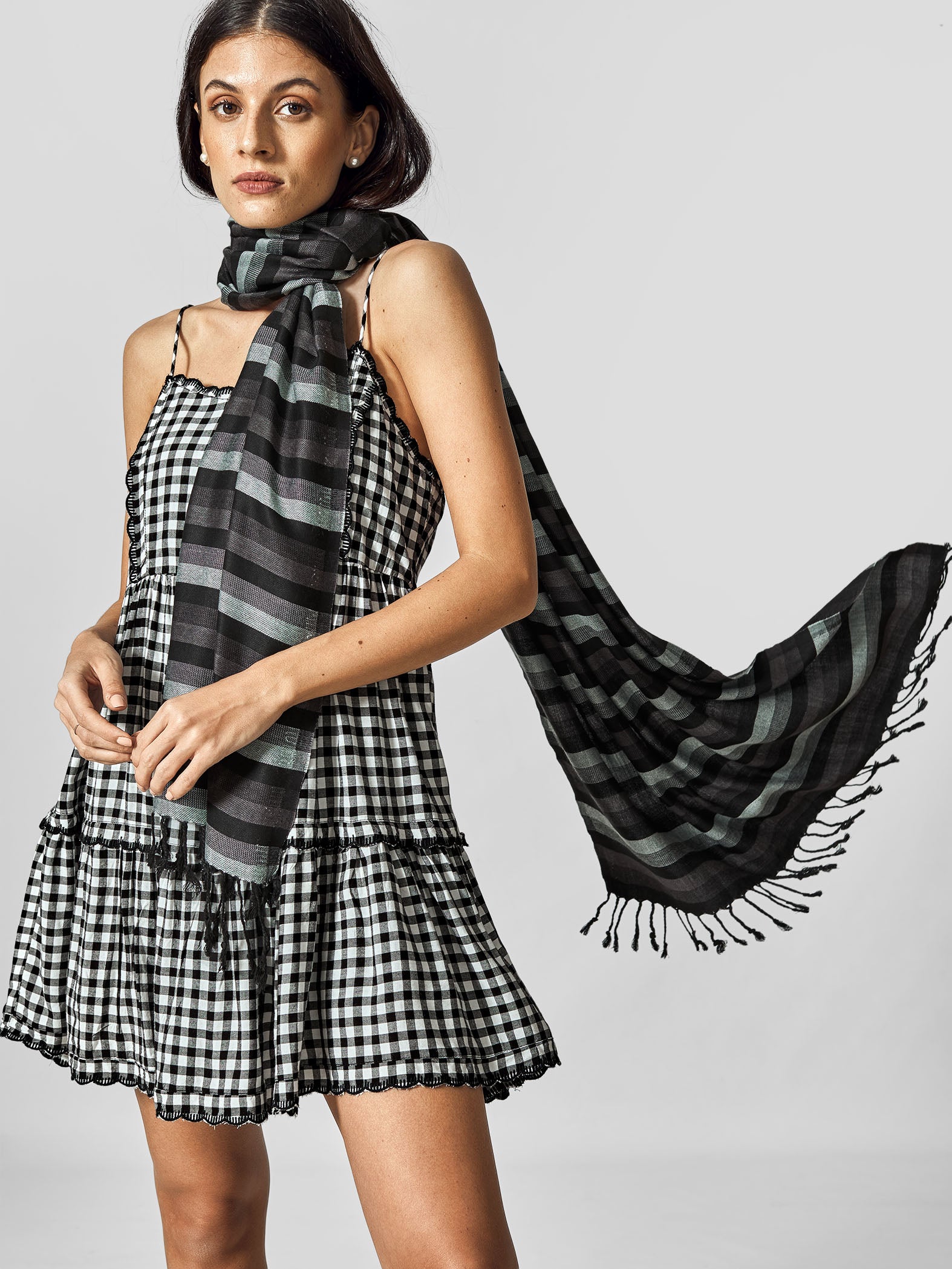 Monochrome Gingham Dress