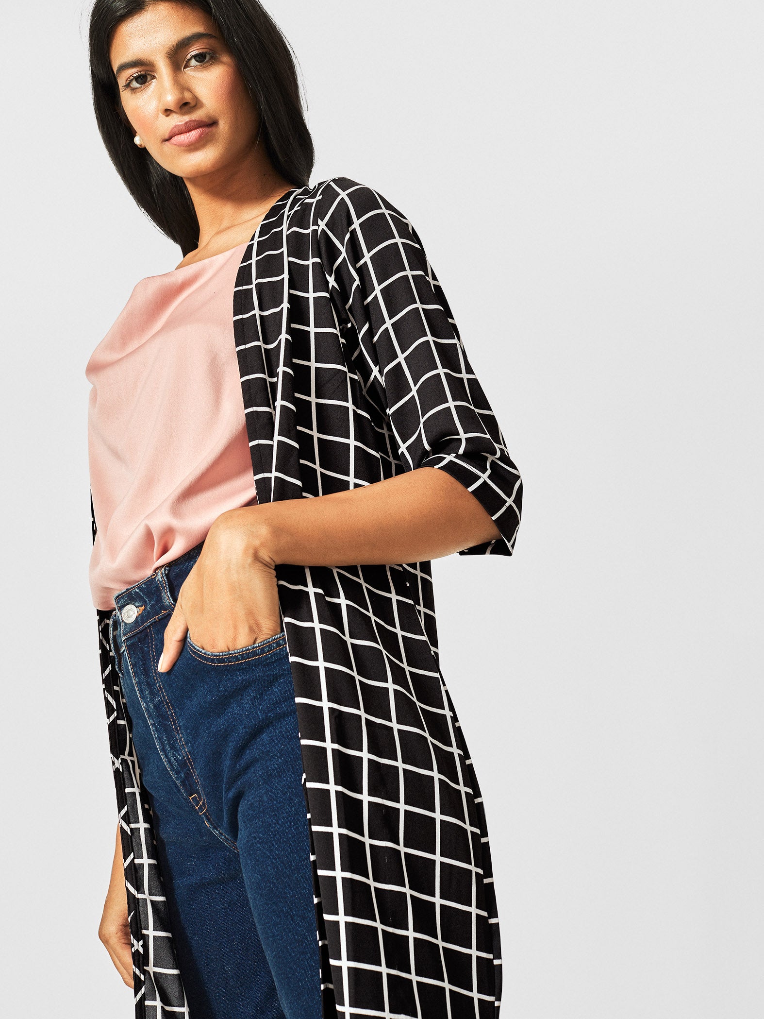 Monochrome Grid Cape